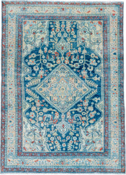 4' x 6' one-of-a-kind handmade vintage Malayer small size rug. Color palette: blue, ivory, sky_blue, rust, coral, cream