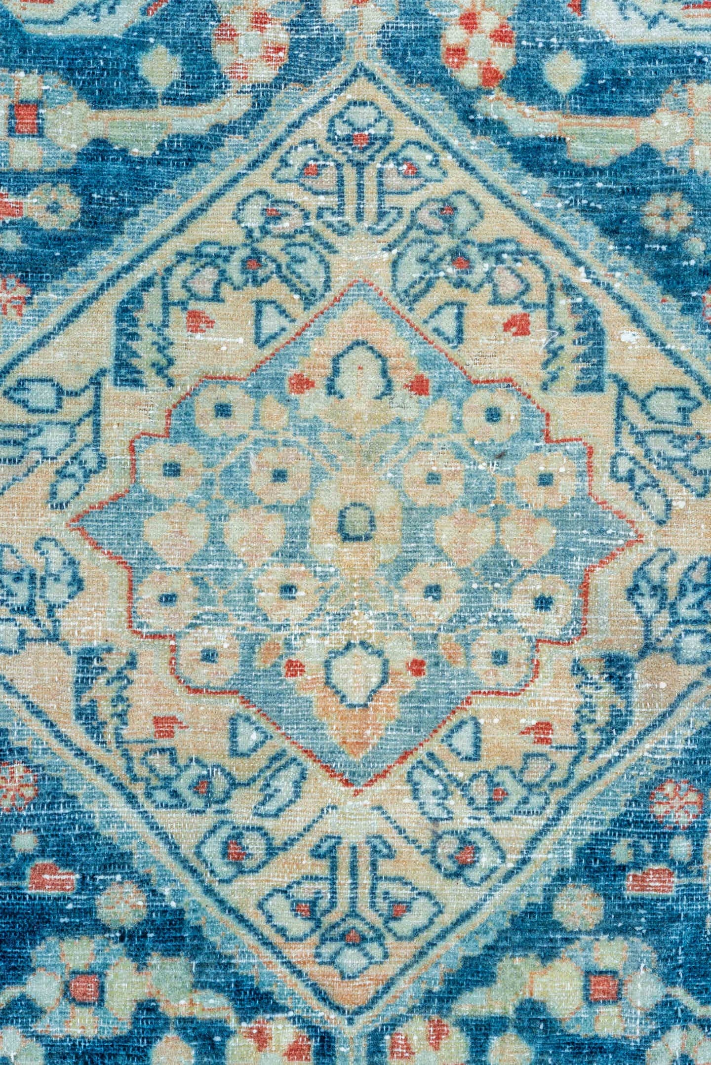 4' x 6' one-of-a-kind handmade vintage Malayer small size rug. Color palette: blue, ivory, sky_blue, rust, coral, cream