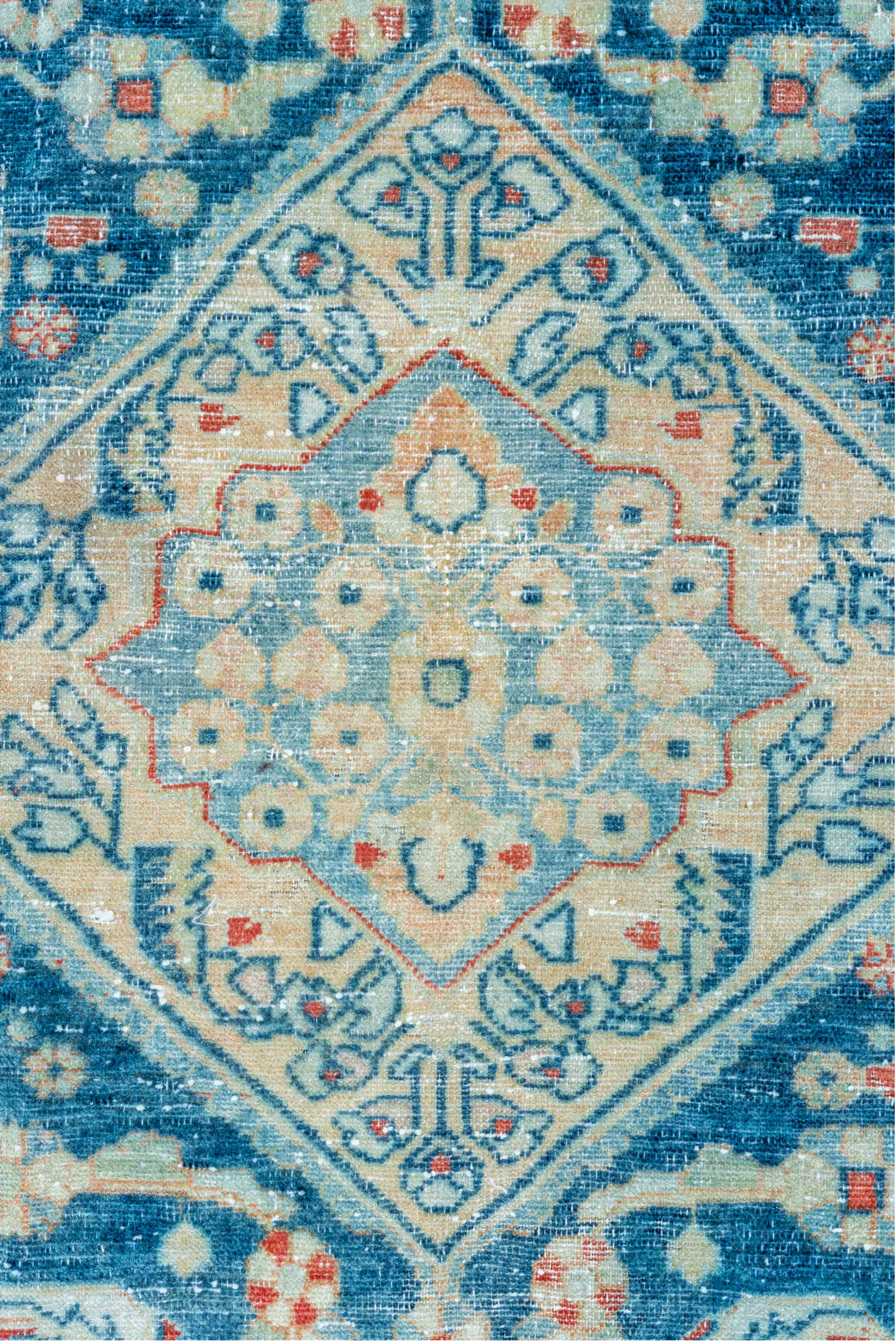 4' x 6' one-of-a-kind handmade vintage Malayer small size rug. Color palette: blue, ivory, sky_blue, rust, coral, cream