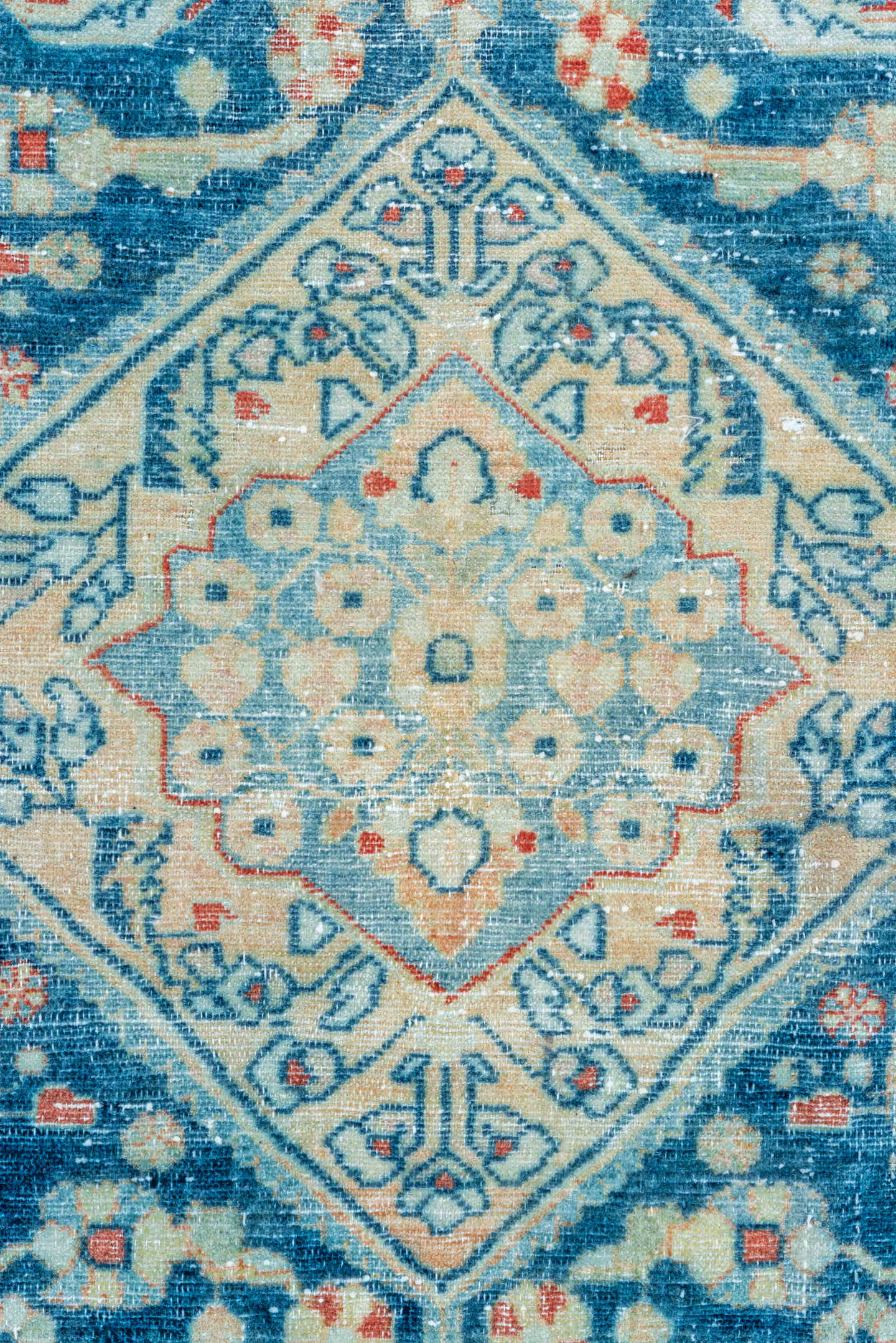 4' x 6' one-of-a-kind handmade vintage Malayer small size rug. Color palette: blue, ivory, sky_blue, rust, coral, cream