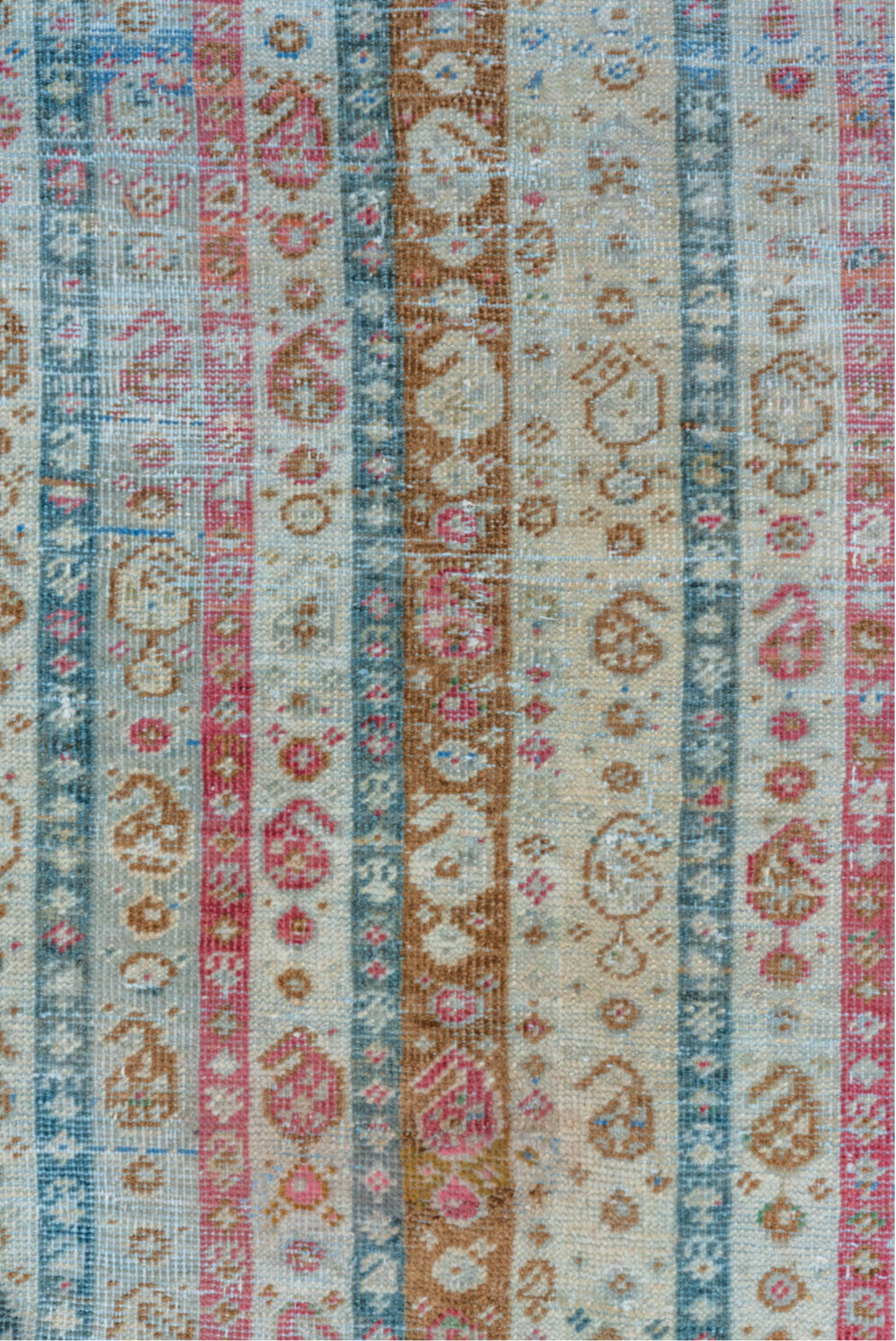6' x 10' one-of-a-kind handmade vintage Sivas large size rug. Color palette: ivory, sky blue, rose, rust, taupe, sage, gold