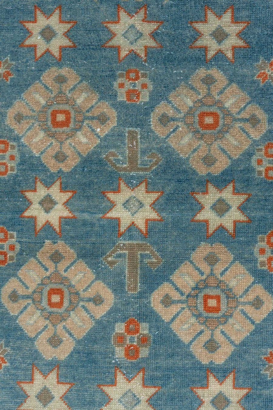 3' x 5' one-of-a-kind handmade vintage Shirvan small size rug. Color palette: sky blue, rust, ivory, light blue, taupe