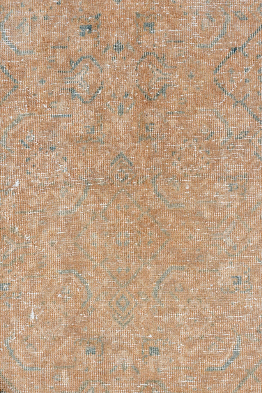 8' x 12' one-of-a-kind handmade vintage Mahal large size rug. Color palette: peach, ivory, pale blue, beige, taupe