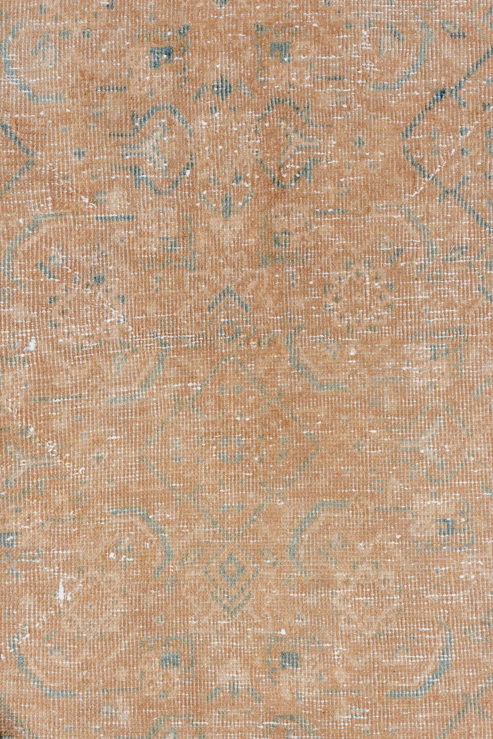 8' x 12' one-of-a-kind handmade vintage Mahal large size rug. Color palette: peach, ivory, pale blue, beige, taupe