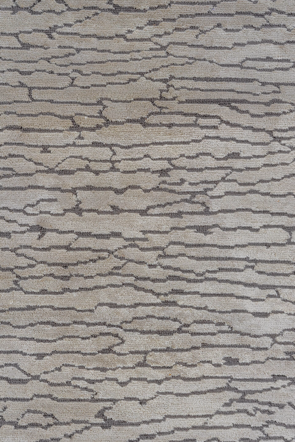 10' x 14' one-of-a-kind handmade vintage Silk large size rug. Color palette: ivory, charcoal, taupe, silver, gray, black