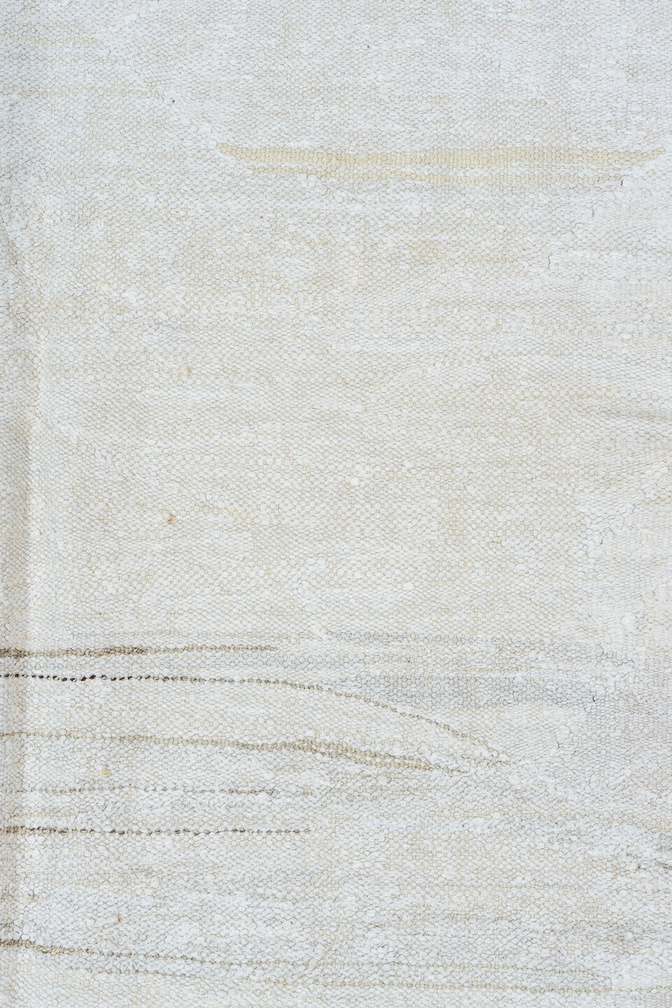 9' x 11' one-of-a-kind handmade vintage Kilim large size rug. Color palette: ivory, brown, taupe, beige, gray