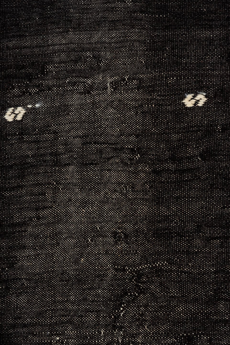 7' x 11' one-of-a-kind handmade vintage Kilim large size rug. Color palette: charcoal, ivory, black, gray