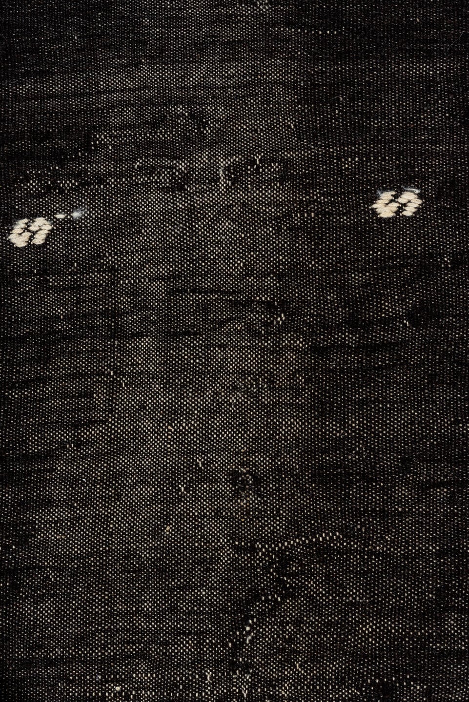 7' x 11' one-of-a-kind handmade vintage Kilim large size rug. Color palette: charcoal, ivory, black, gray