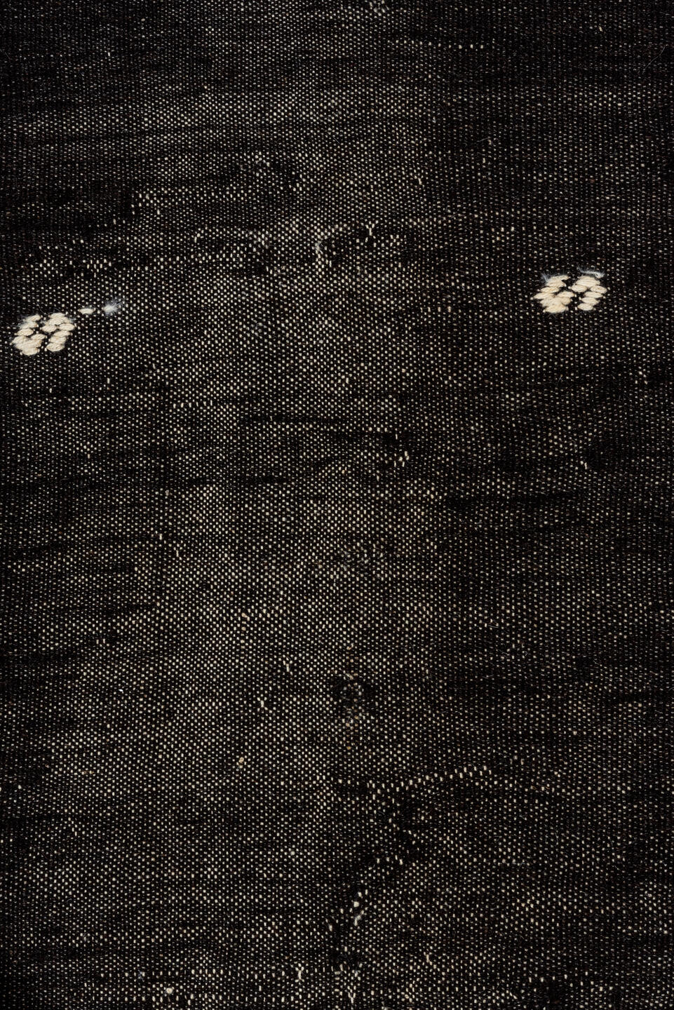 7' x 11' one-of-a-kind handmade vintage Kilim large size rug. Color palette: charcoal, ivory, black, gray