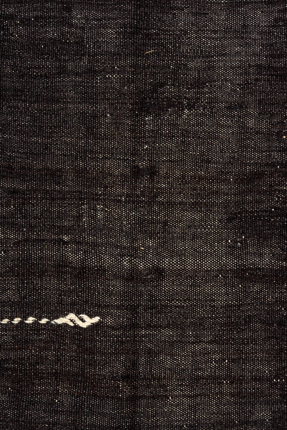 7' x 10' one-of-a-kind handmade vintage Kilim large size rug. Color palette: charcoal, black, slate, ivory, gray