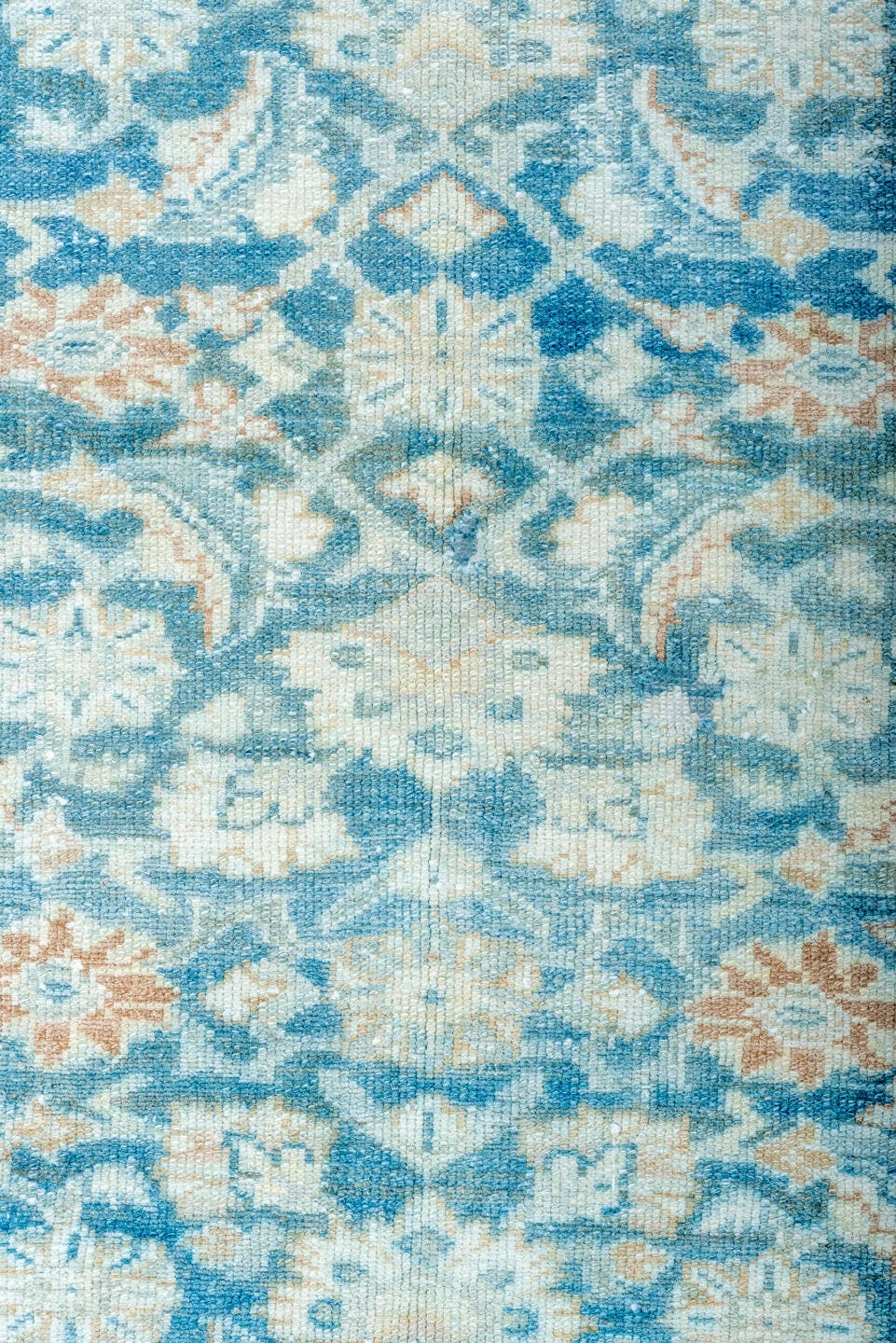 8' x 11' one-of-a-kind handmade vintage Malayer large size rug. Color palette: sky blue, ivory, pale blue, slate blue, cream