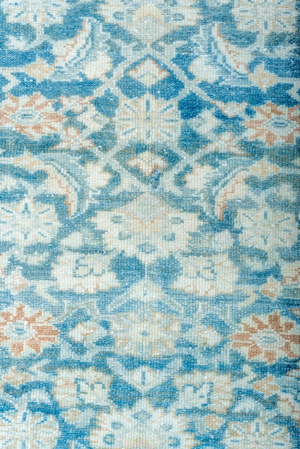 8' x 11' one-of-a-kind handmade vintage Malayer large size rug. Color palette: sky blue, ivory, pale blue, slate blue, cream