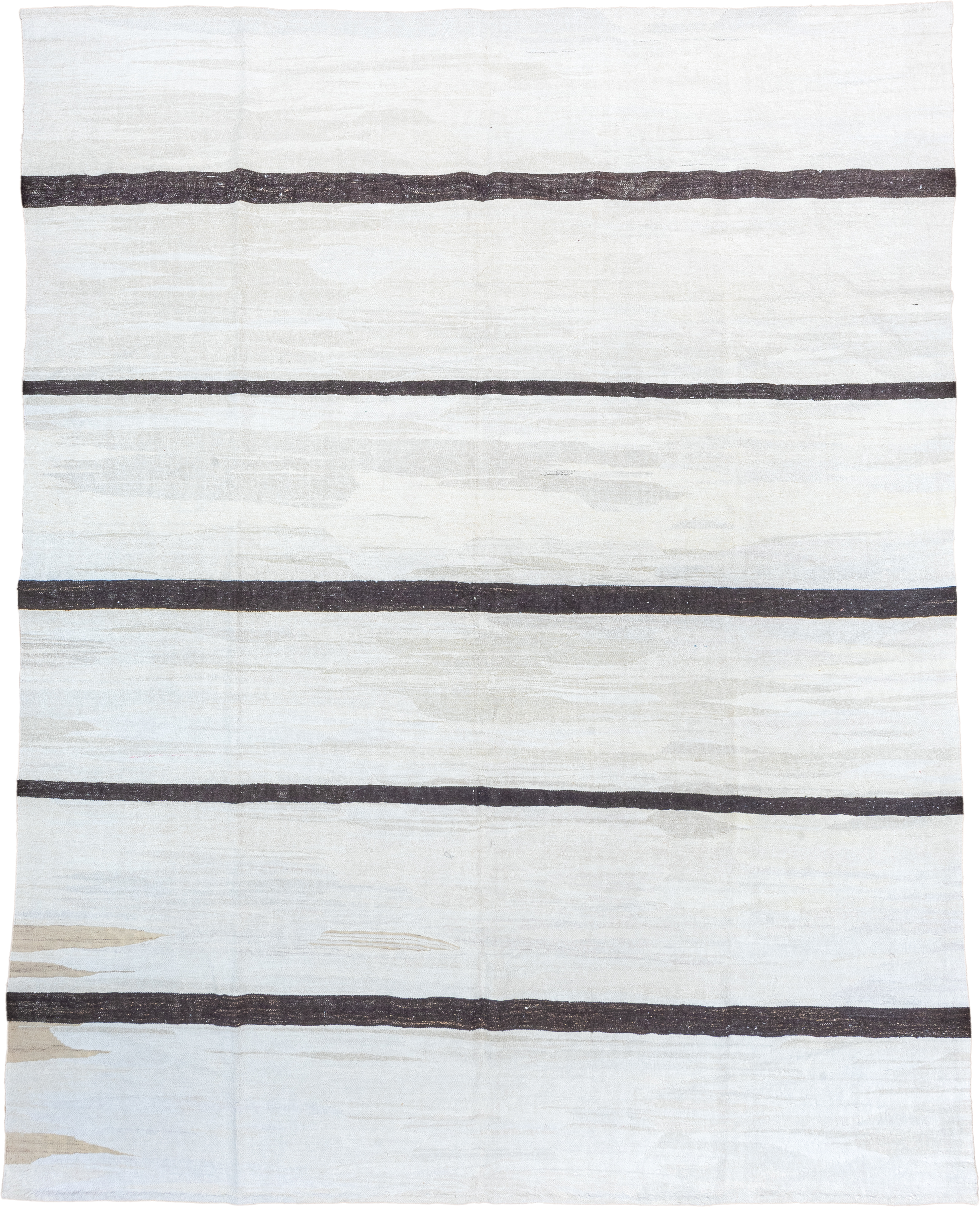 10' x 12' one-of-a-kind handmade vintage Kilim large size rug. Color palette: ivory, charcoal, taupe, gray, black, beige