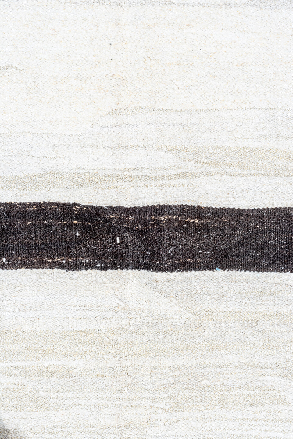 10' x 12' one-of-a-kind handmade vintage Kilim large size rug. Color palette: ivory, charcoal, taupe, gray, black, beige