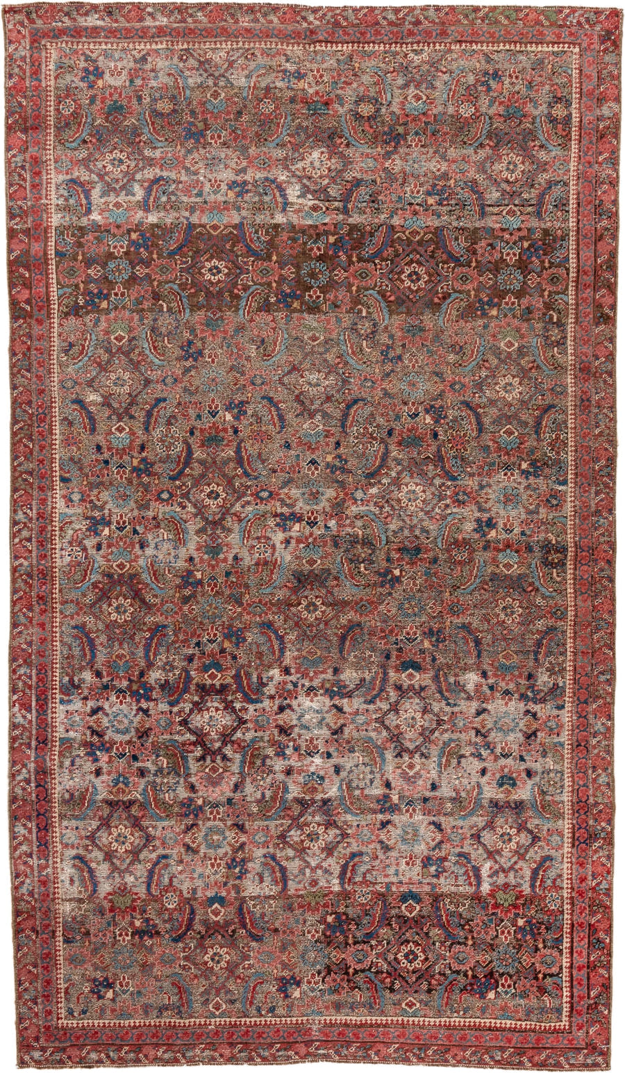 5' x 9' one-of-a-kind handmade vintage Bakhshayesh medium size rug. Color palette: rust, ivory, brown, brick, navy, sky_blue