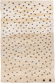 6' x 9' one-of-a-kind handmade vintage Kilim medium size rug. Color palette: ivory, beige, cream, charcoal, taupe, gray