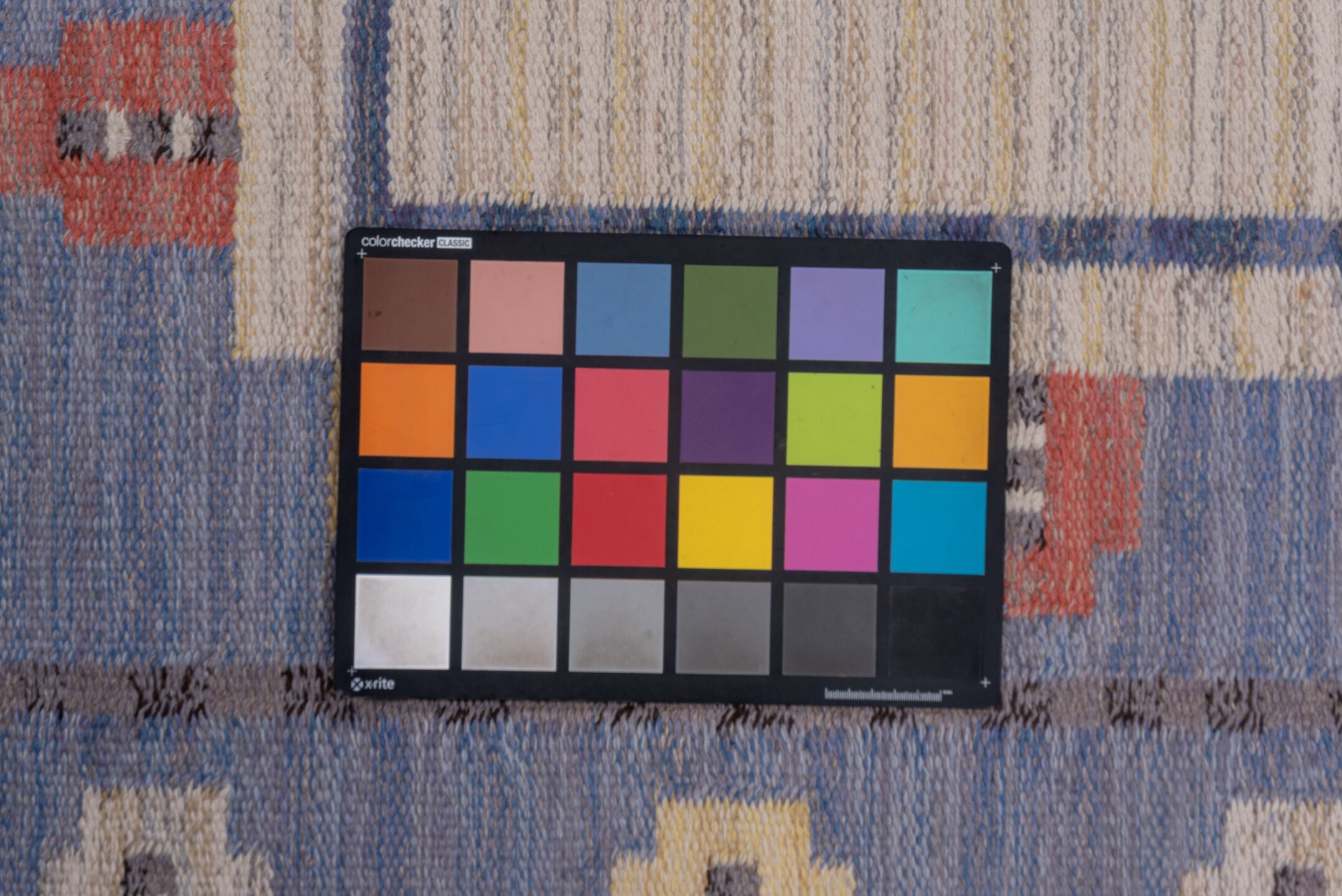 6' x 10' one-of-a-kind handmade vintage Rollaken large size rug. Color palette: blue, brown, gainsboro, gray, light gray