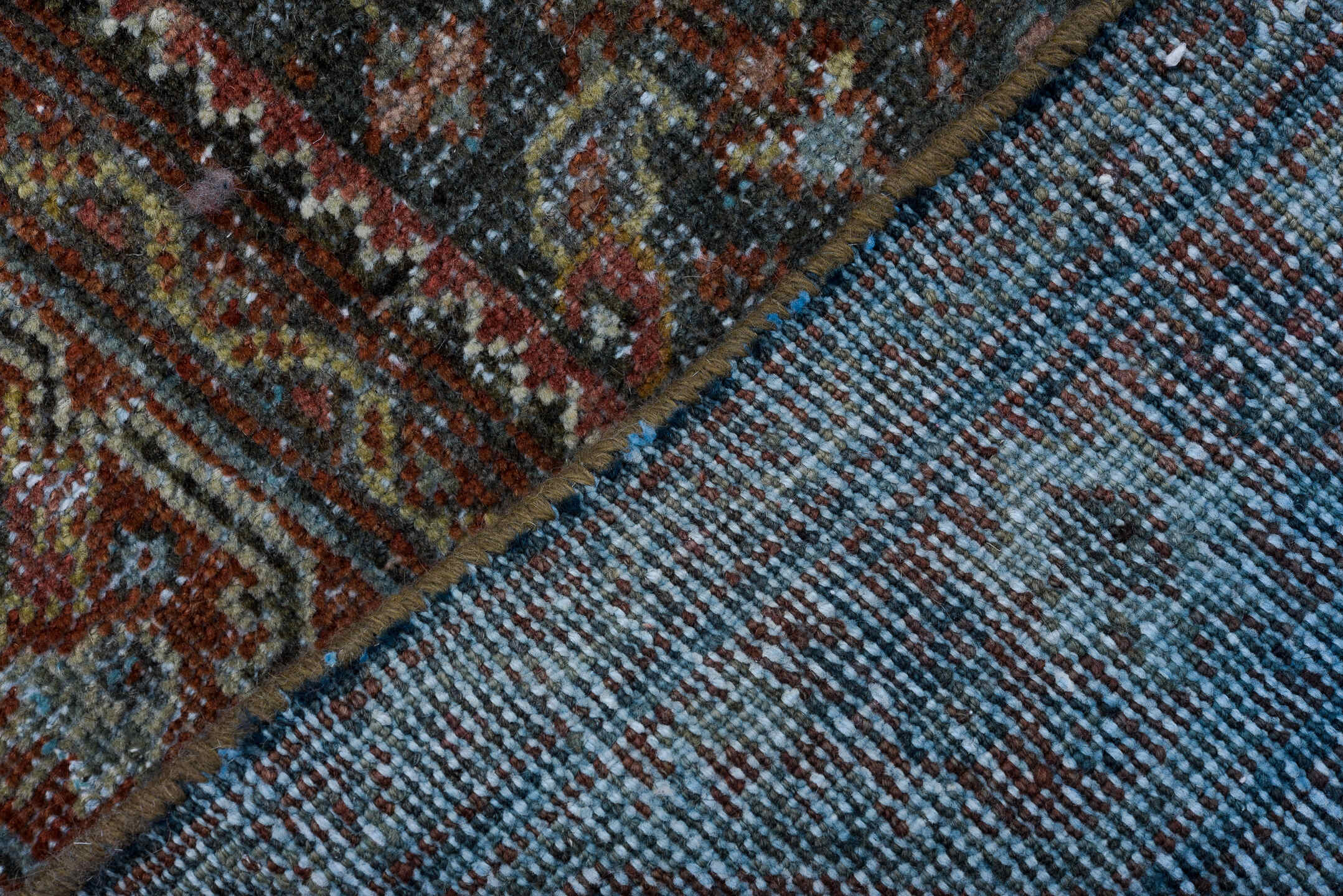 4' x 6' one-of-a-kind handmade vintage Mahal small size rug. Color palette: charcoal, rust, ivory, brick, slate, rose, taupe