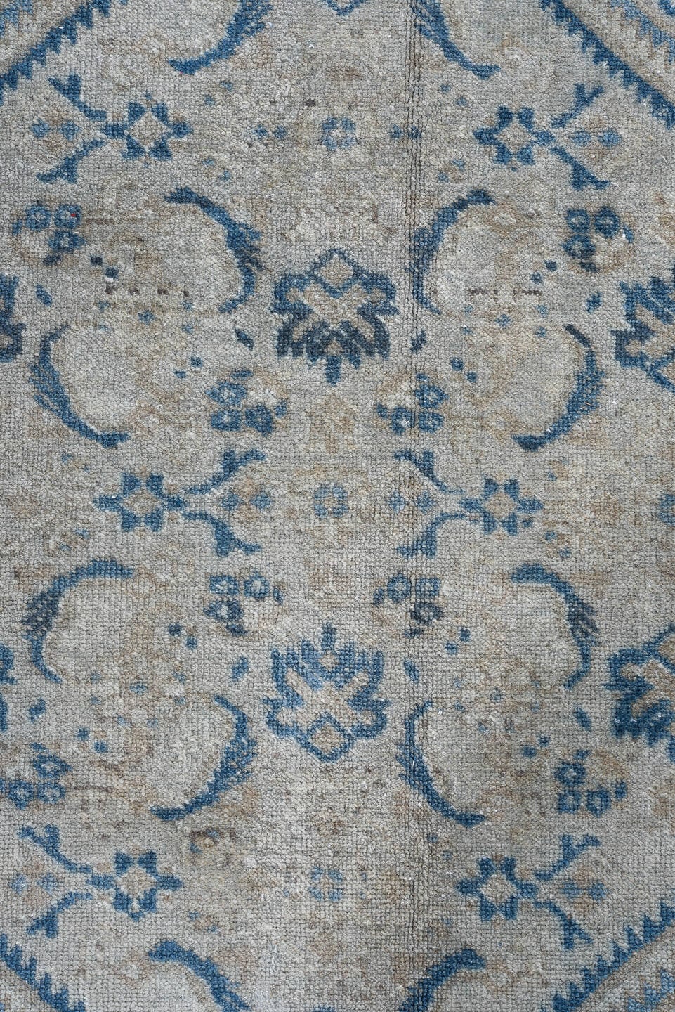 7' x 10' one-of-a-kind handmade vintage Tabriz large size rug. Color palette: blue, ivory, slate, cream, taupe, beige, gray