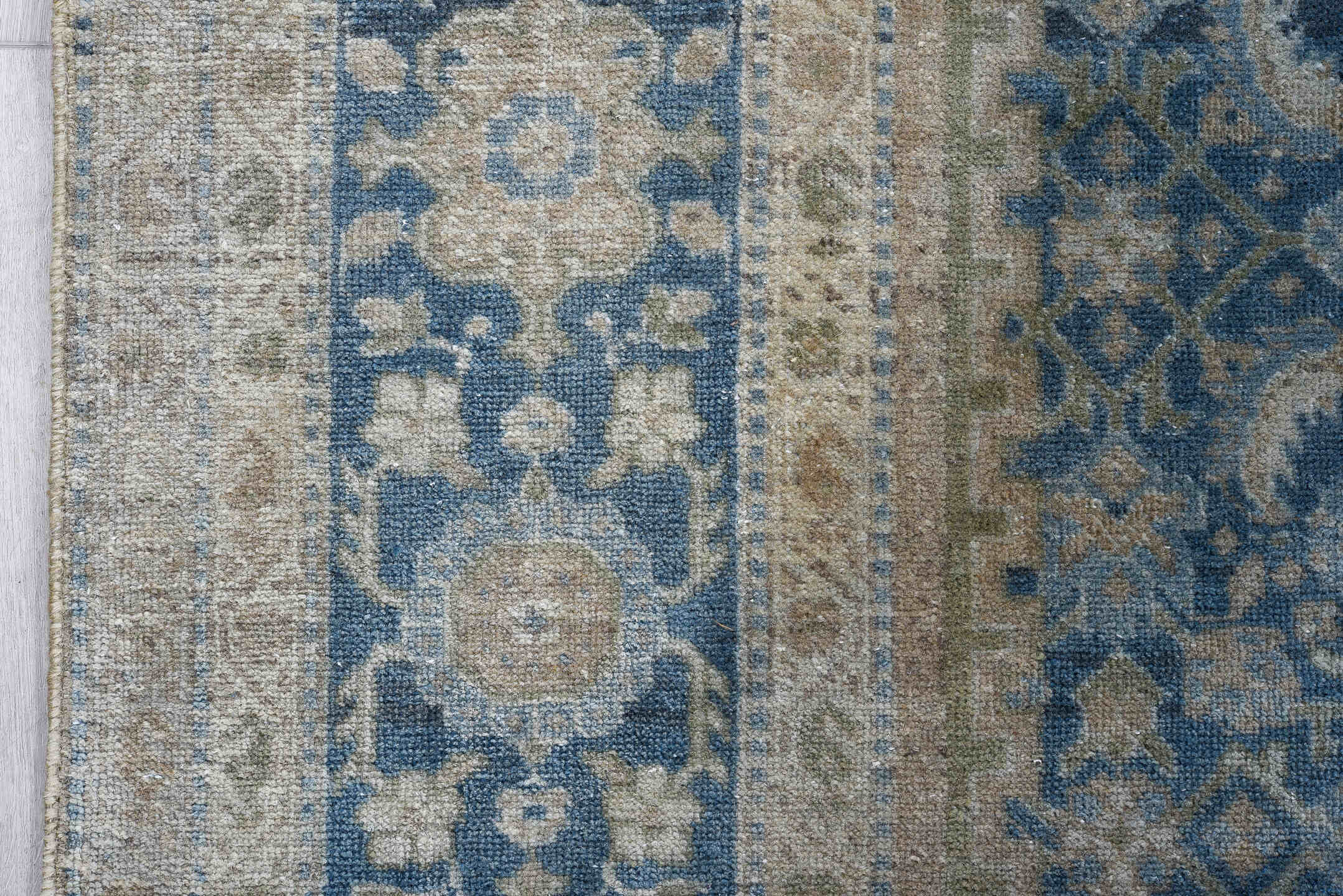 7' x 10' one-of-a-kind handmade vintage Tabriz large size rug. Color palette: blue, ivory, slate, cream, taupe, beige, gray