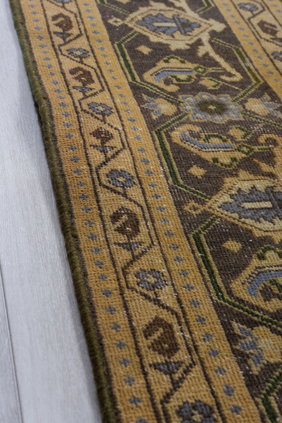 7' x 10' one-of-a-kind handmade vintage Tabriz large size rug. Color palette: taupe, charcoal, ivory, slate, camel, blue