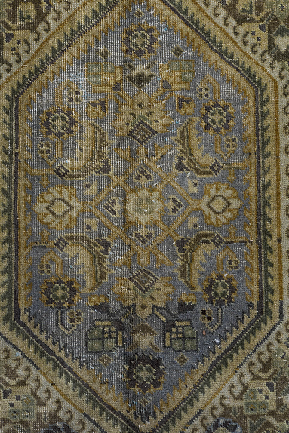 6' x 9' one-of-a-kind handmade vintage Tabriz medium size rug. Color palette: taupe, brown, sage, ivory, camel, slate