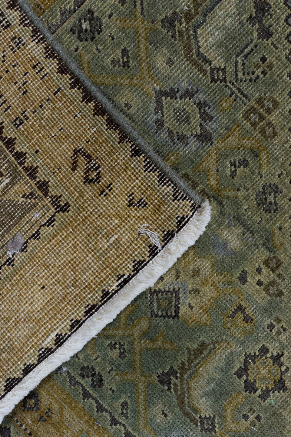 6' x 9' one-of-a-kind handmade vintage Tabriz medium size rug. Color palette: taupe, brown, sage, ivory, camel, slate