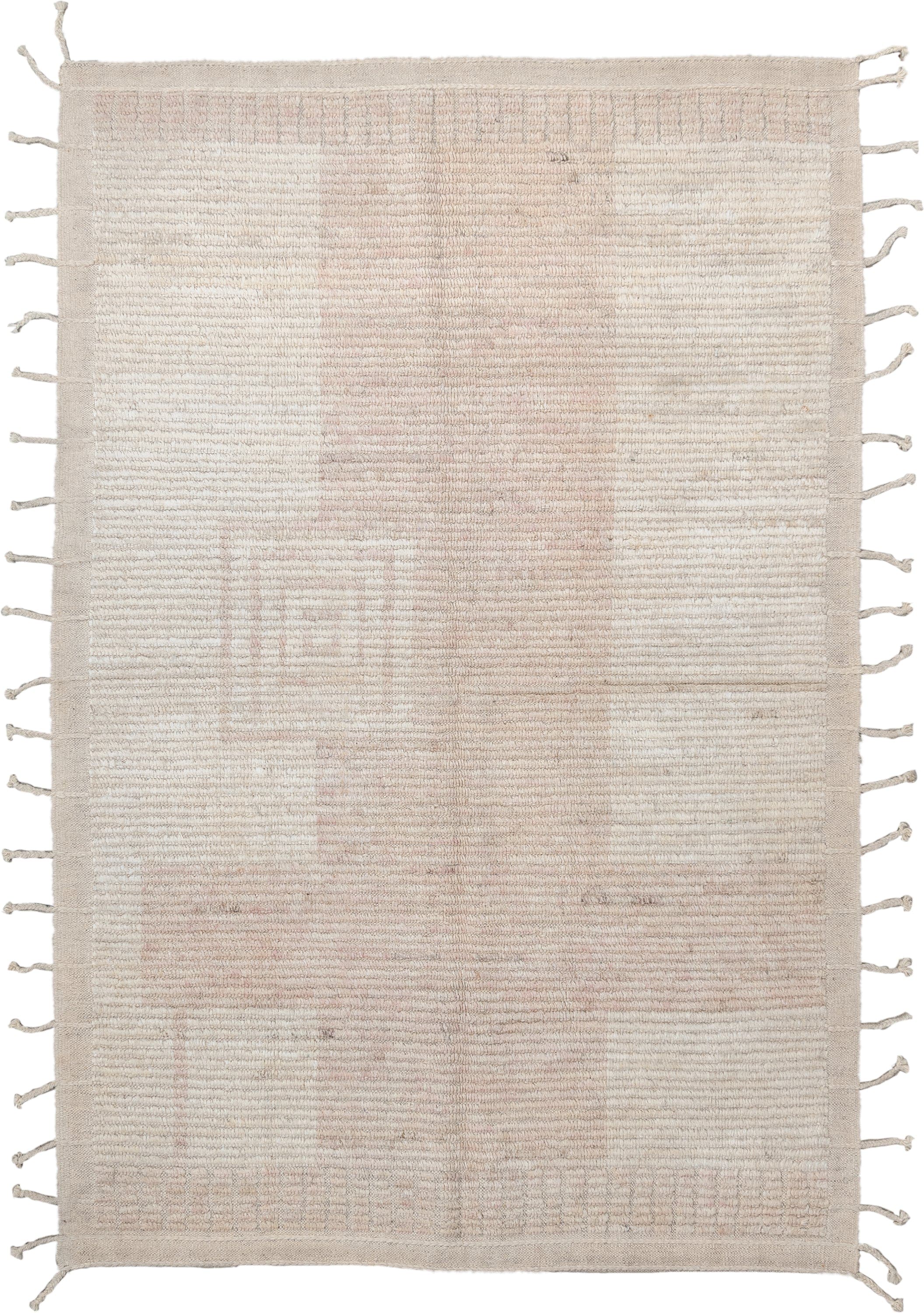 11' x 3' one-of-a-kind handmade vintage Oushak rug. Color palette: ivory, blush, taupe, sand, cream, pink, beige, gray