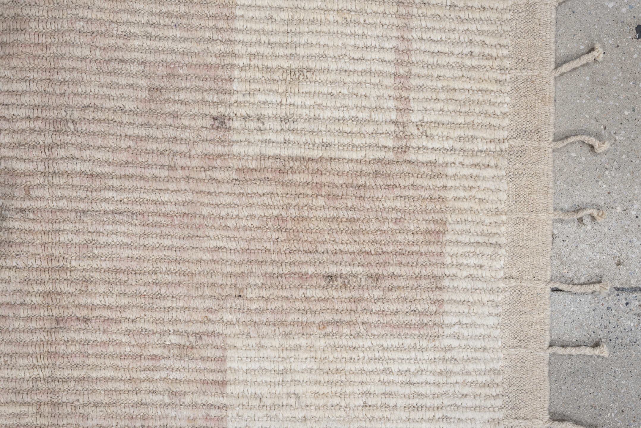 11' x 3' one-of-a-kind handmade vintage Oushak rug. Color palette: ivory, blush, taupe, sand, cream, pink, beige, gray