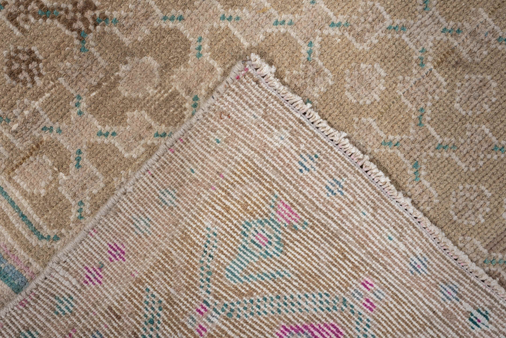 3' x 5' one-of-a-kind handmade antique Hamadan small size rug. Color palette: camel, ivory, aqua, rose, taupe, sand, beige