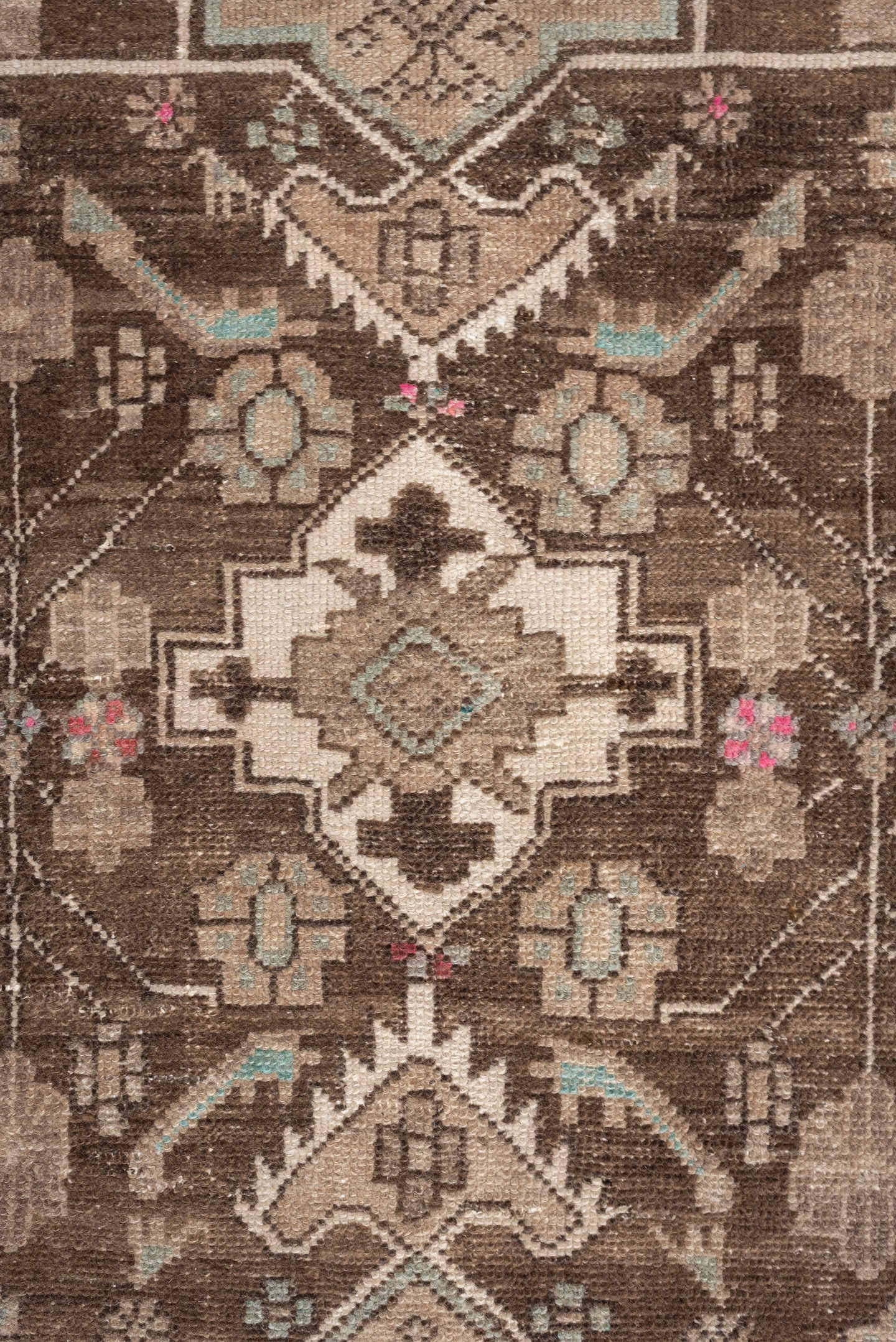 2' x 8' one-of-a-kind handmade antique Hamadan runner rug. Color palette: brown, ivory, taupe, sky blue, rose, charcoal