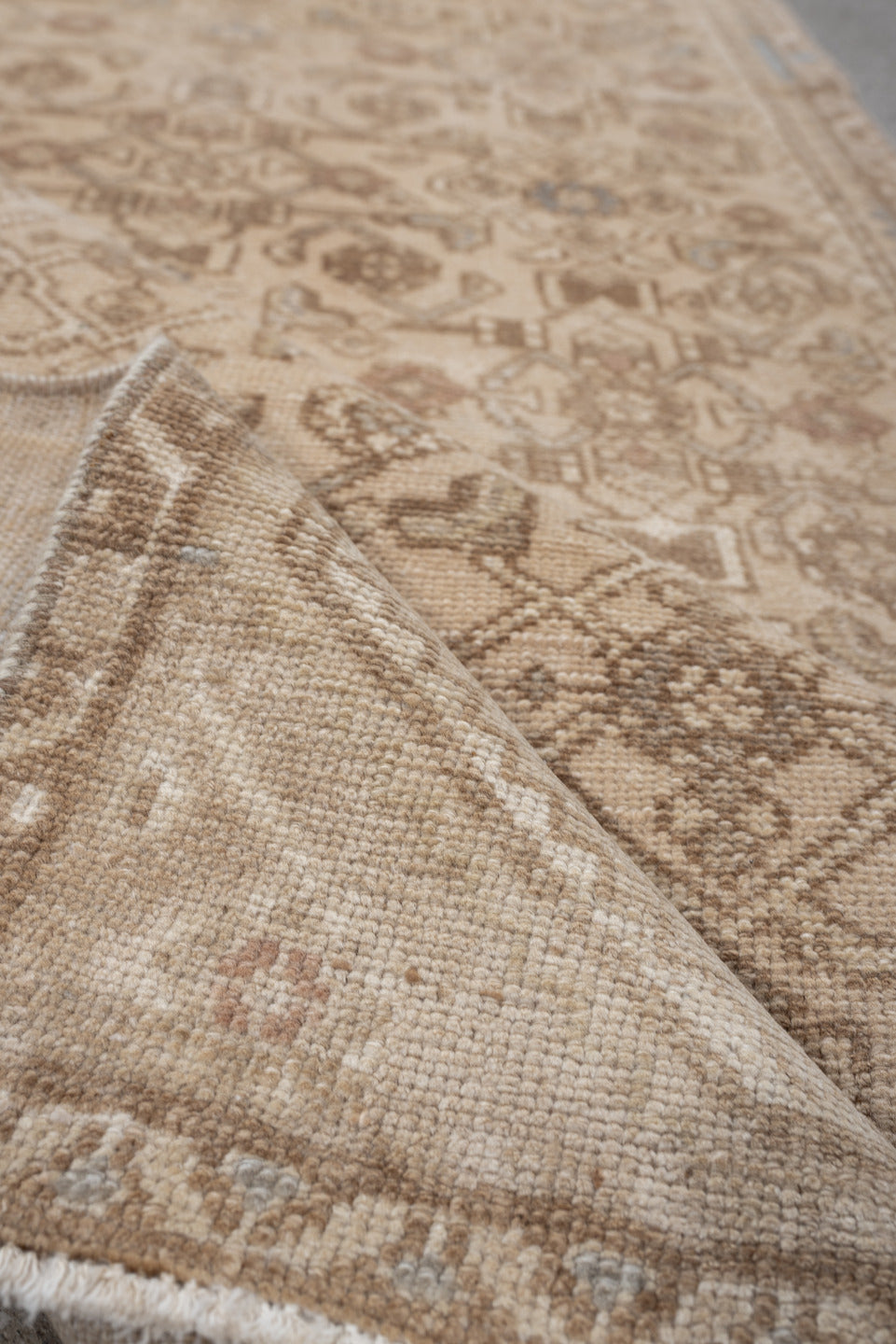 2' x 9' one-of-a-kind handmade antique Hamadan runner rug. Color palette: ivory, camel, taupe, sand, rose, pale_blue, beige