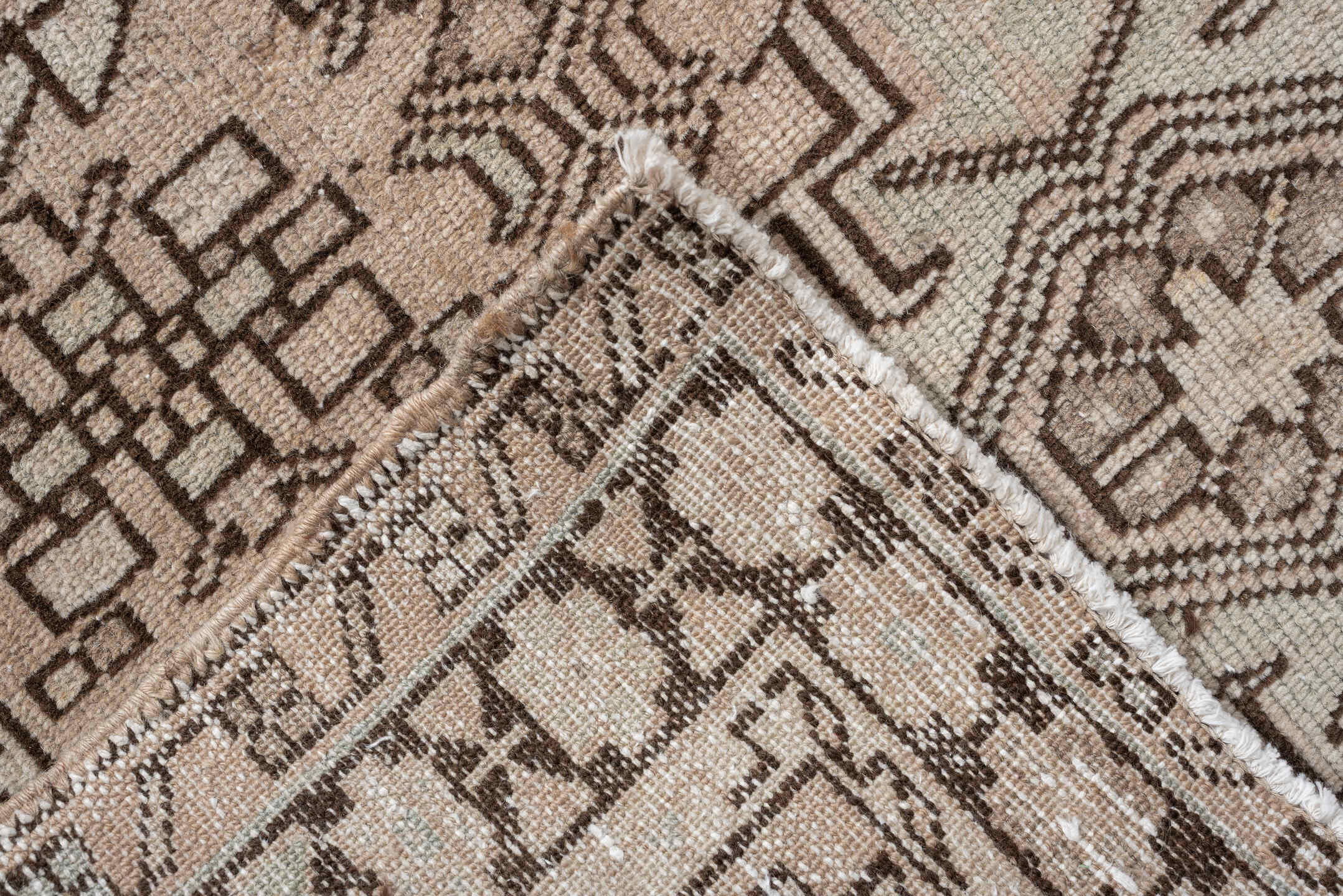 3' x 12' one-of-a-kind handmade antique Malayer runner rug. Color palette: ivory, taupe, brown, camel, charcoal, beige, gray