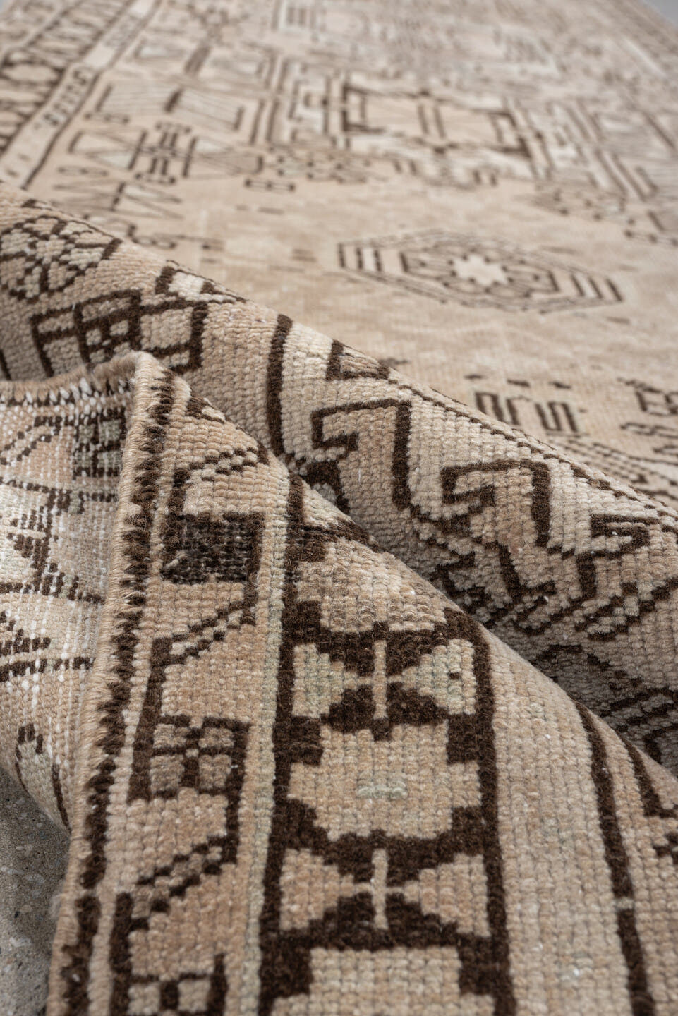3' x 12' one-of-a-kind handmade antique Malayer runner rug. Color palette: ivory, taupe, brown, camel, charcoal, beige, gray