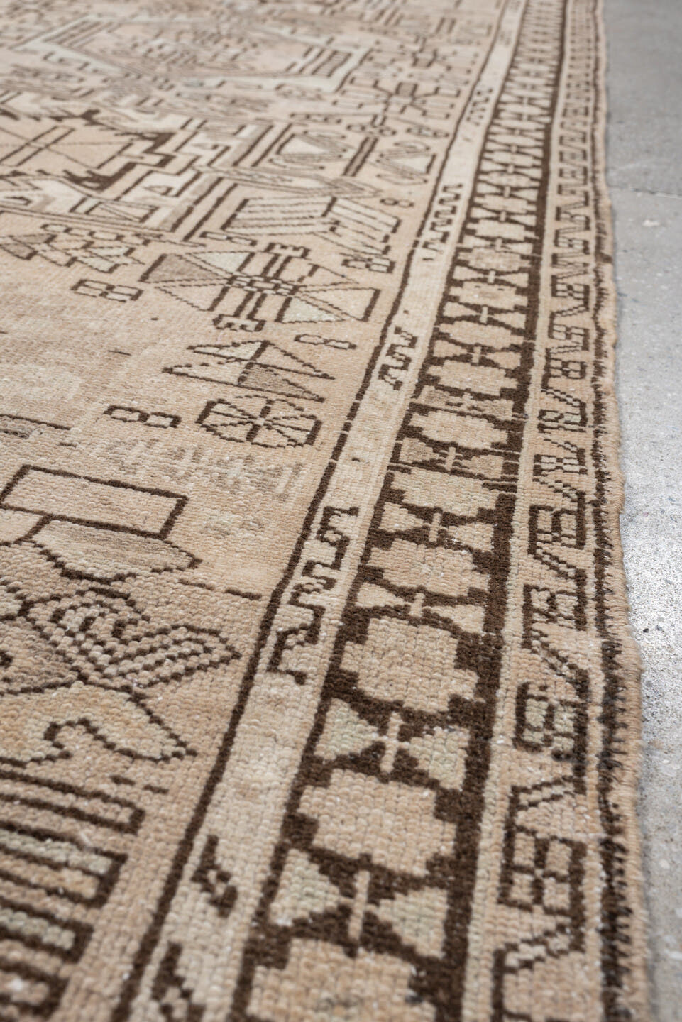 3' x 12' one-of-a-kind handmade antique Malayer runner rug. Color palette: ivory, taupe, brown, camel, charcoal, beige, gray