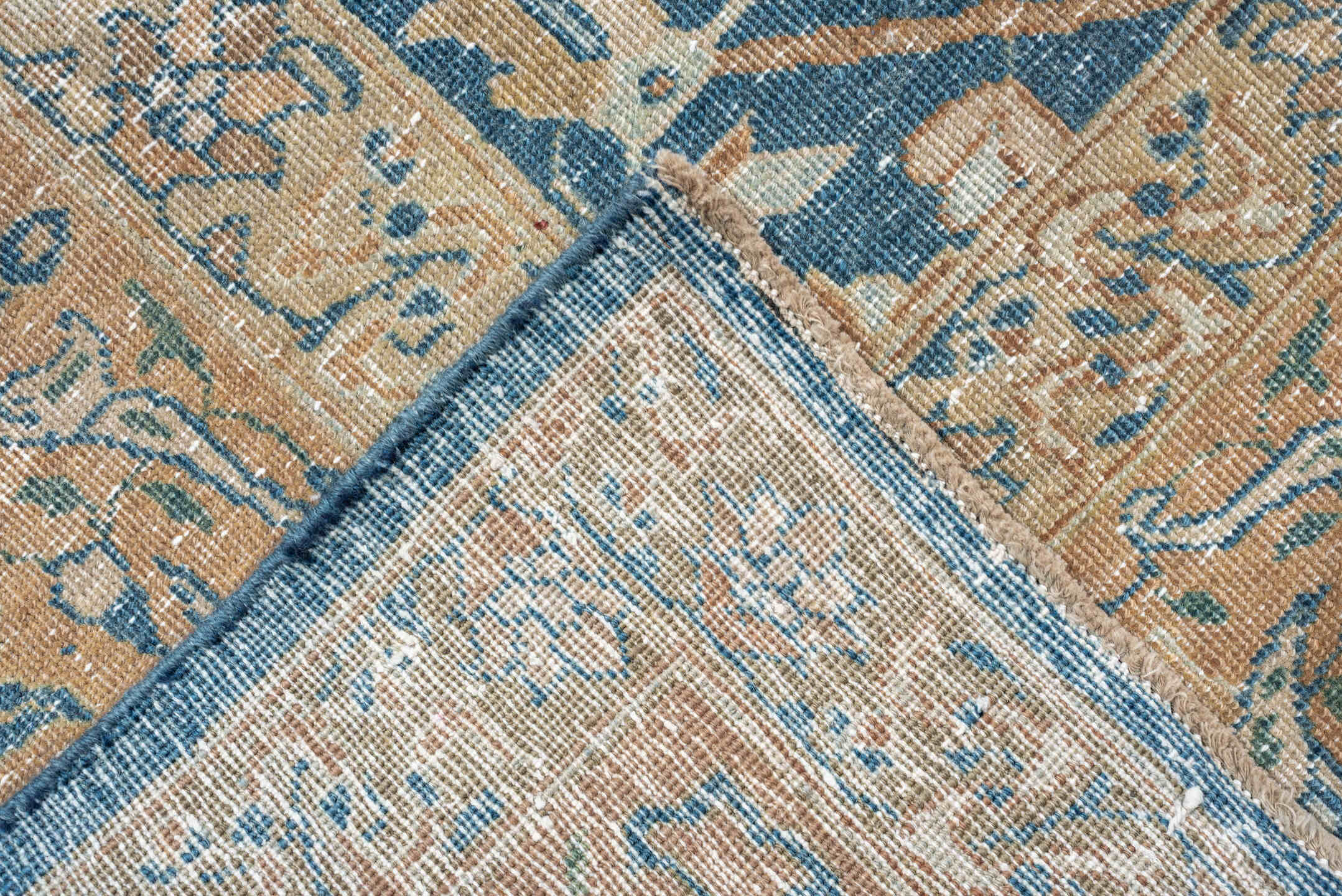 10' x 12' one-of-a-kind handmade antique Tabriz large size rug. Color palette: blue, ivory, beige, blush, terracotta, taupe