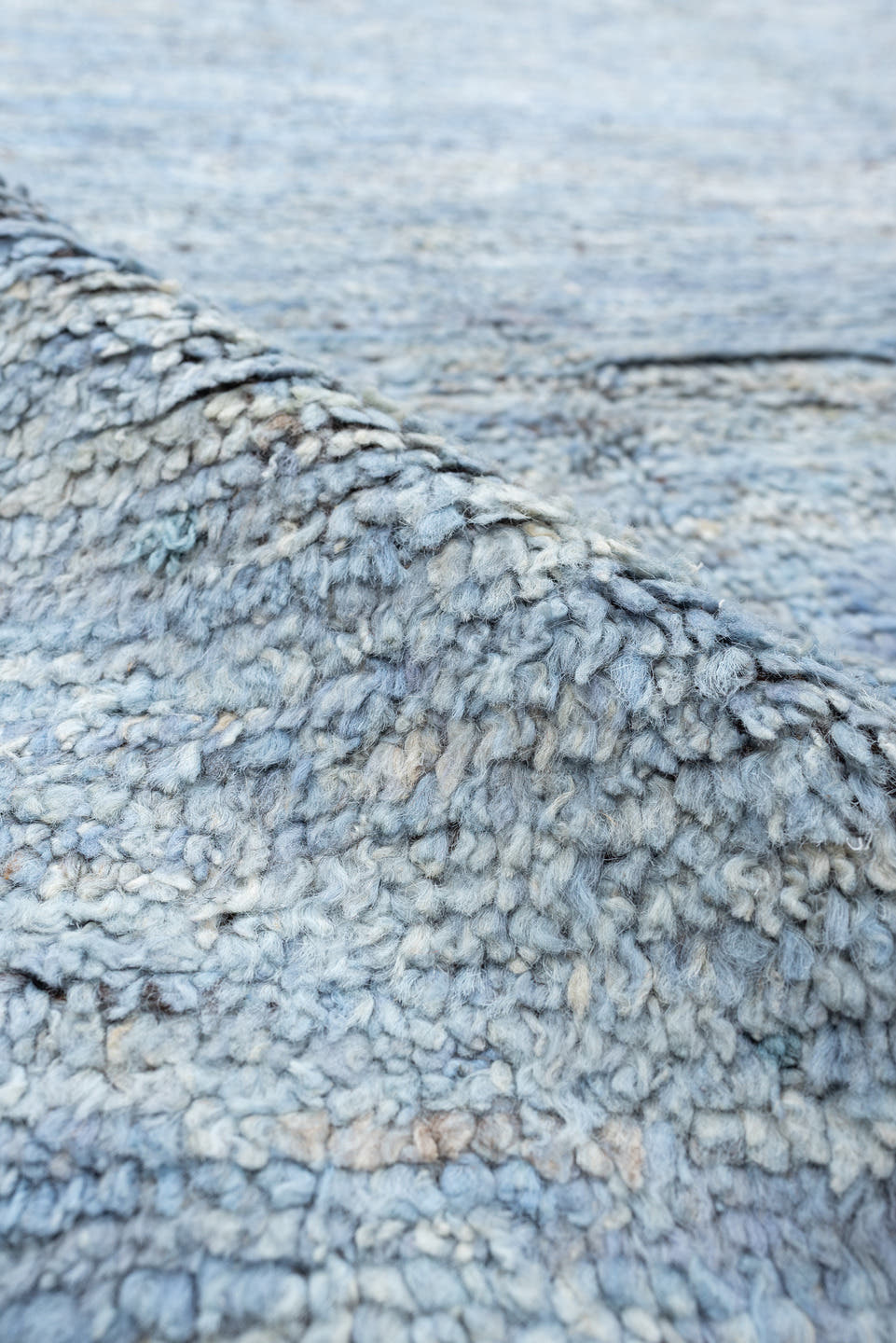 8' x 10' one-of-a-kind handmade vintage Tulu large size rug. Color palette: powder blue, brown, ivory, charcoal, light blue
