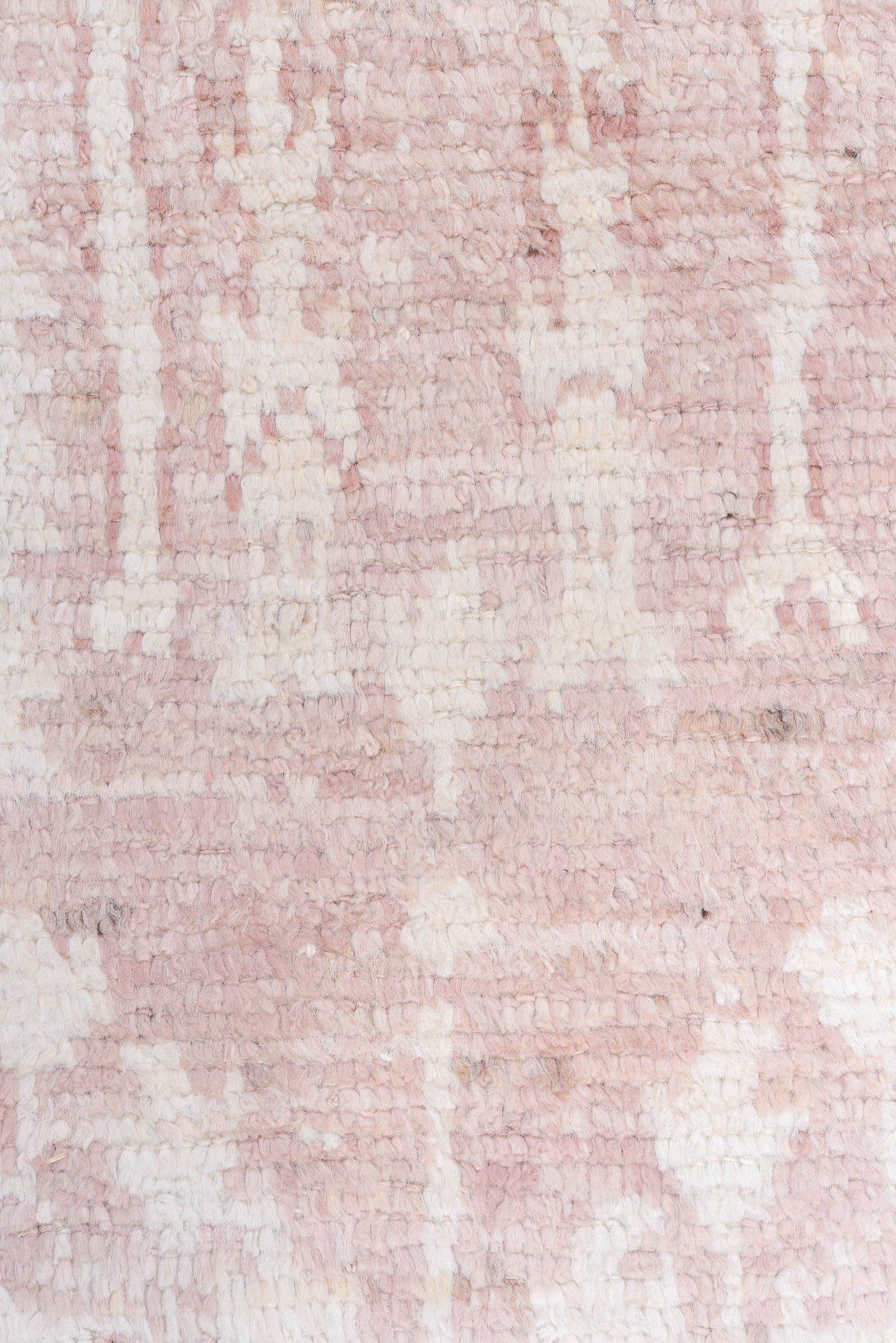 9' x 12' one-of-a-kind handmade vintage Tulu large size rug. Color palette: blush, ivory, cream, rose, peach, pink, red