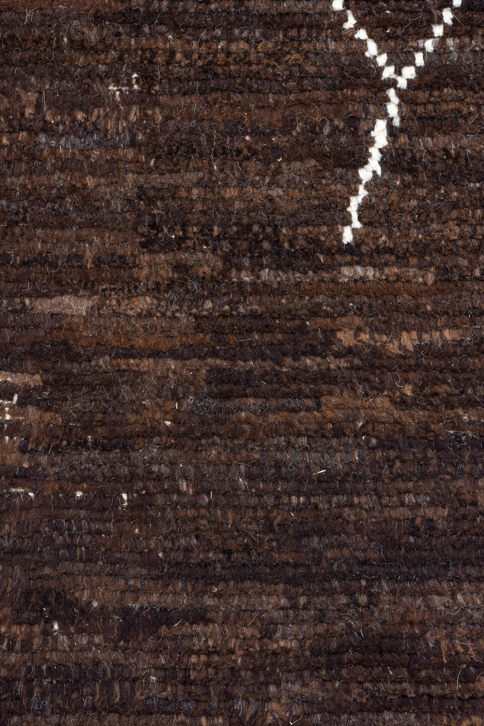 8' x 9' one-of-a-kind handmade vintage Tulu rug. Color palette: brown, ivory, espresso, taupe, black, beige, gray
