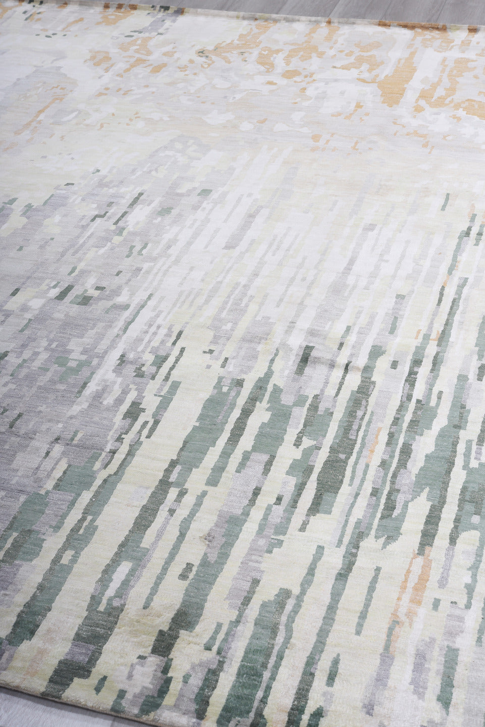 7' x 9' one-of-a-kind handmade vintage Contemporary rug. Color palette: brown, dark gray, gainsboro, gray, light gray