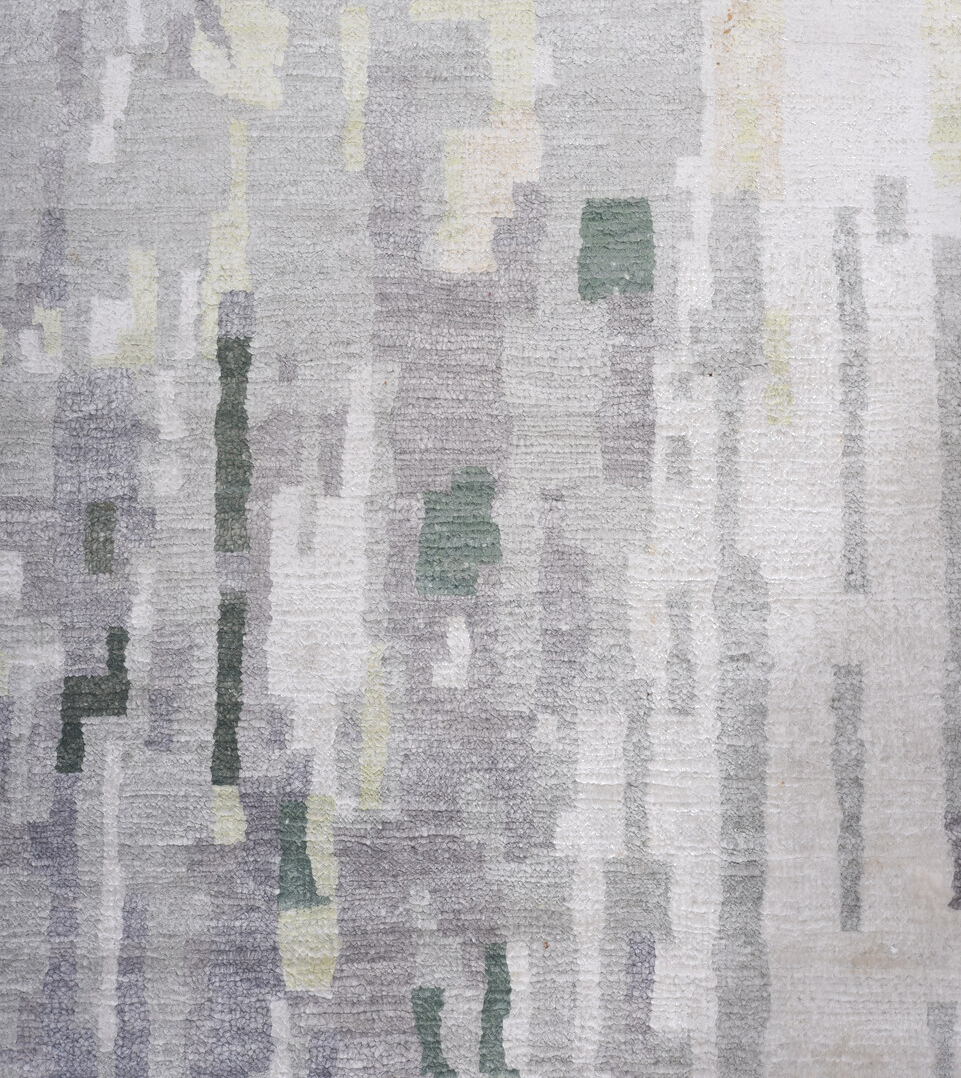 7' x 9' one-of-a-kind handmade vintage Contemporary rug. Color palette: brown, dark gray, gainsboro, gray, light gray