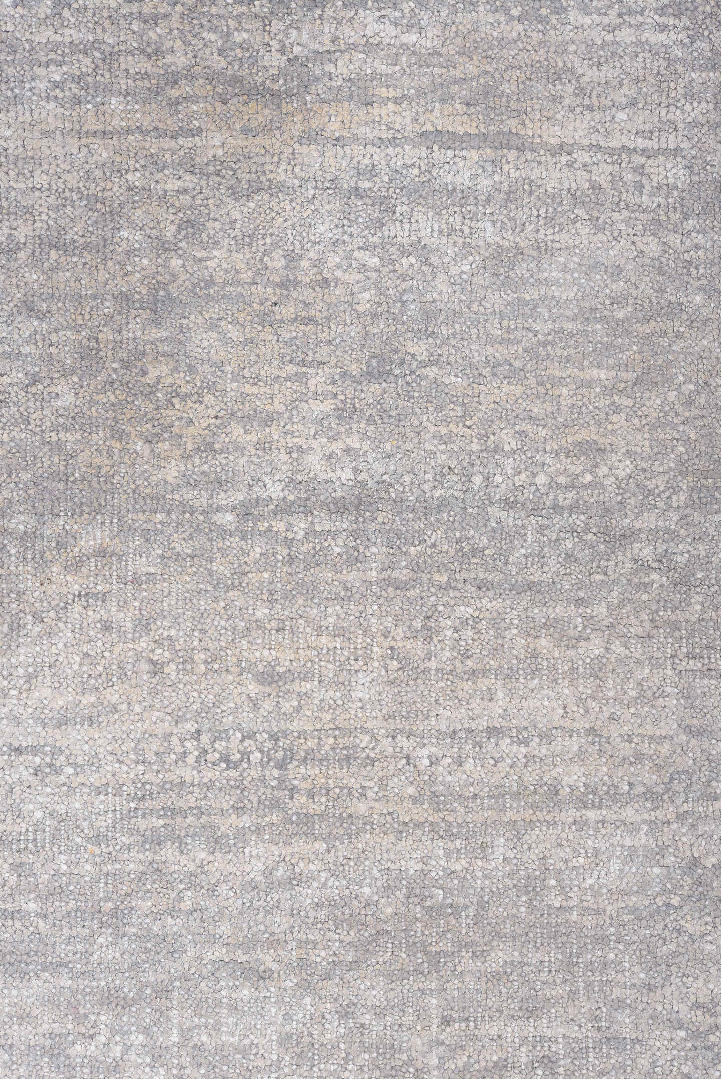 9' x 13' one-of-a-kind handmade vintage Sari Silk large size rug. Color palette: ivory, silver, taupe, cream, pale gray