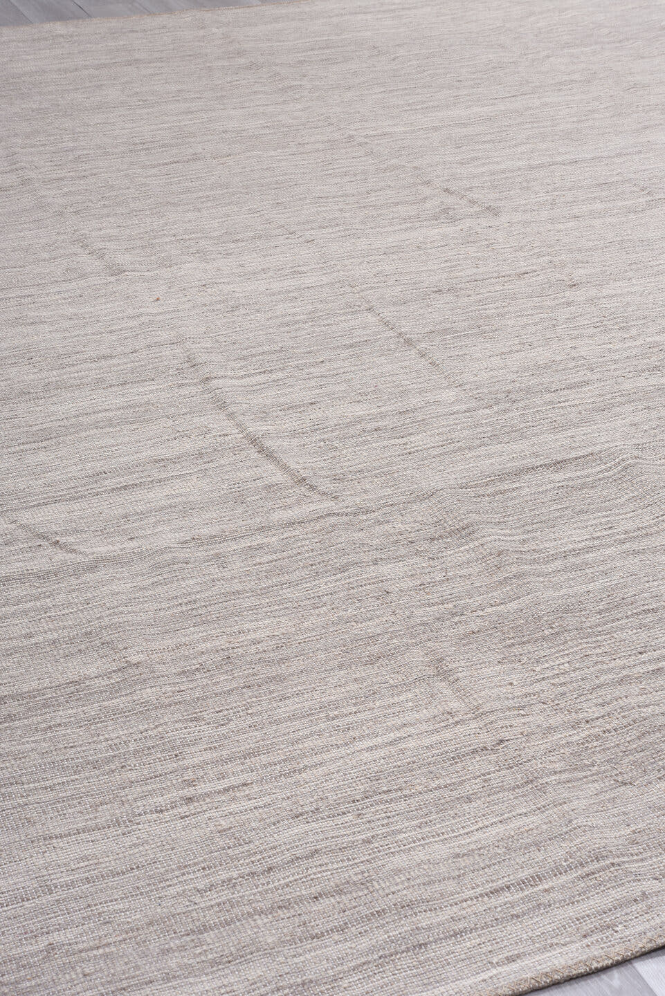 10' x 12' one-of-a-kind handmade vintage Kilim large size rug. Color palette: ivory, taupe, beige, greige, gray