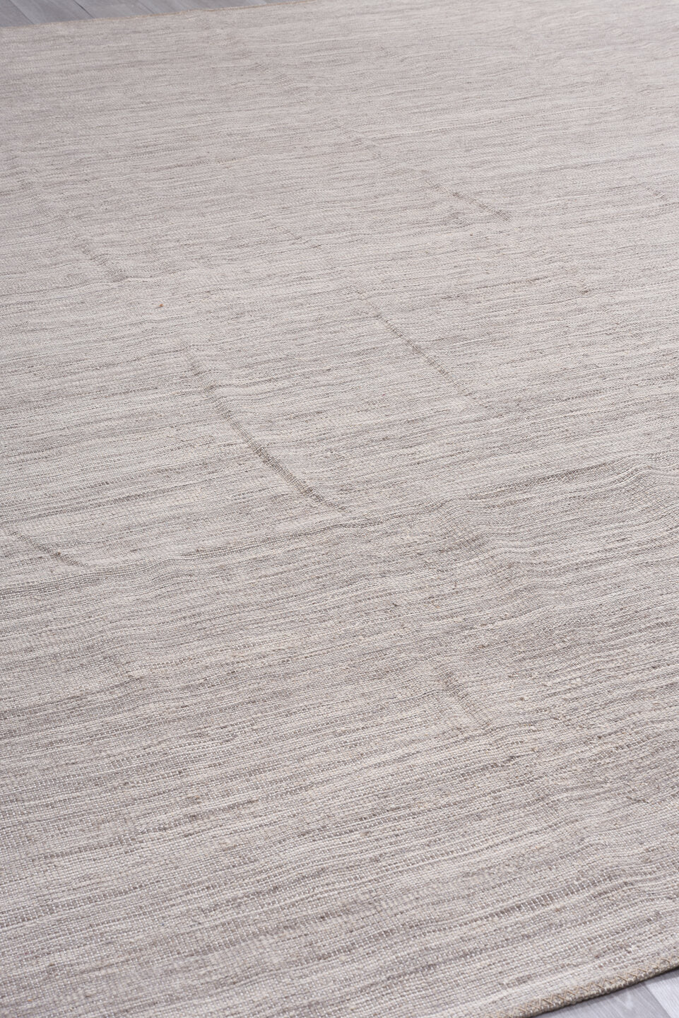 10' x 12' one-of-a-kind handmade vintage Kilim large size rug. Color palette: gray, light gray, off-white, pink