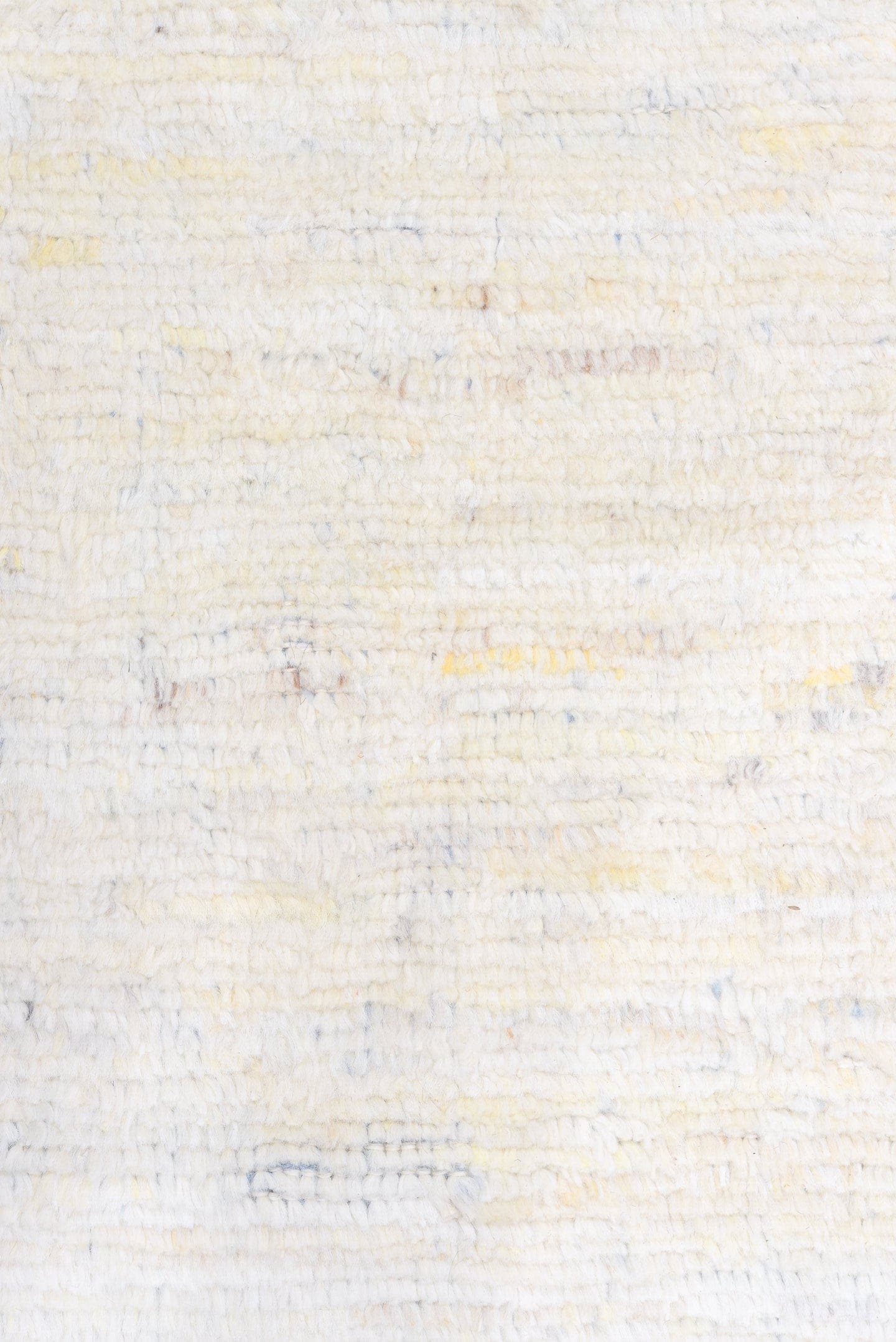 8' x 9' one-of-a-kind handmade vintage  rug. Color palette: ivory, pale blue, taupe, brown, charcoal, light blue, beige