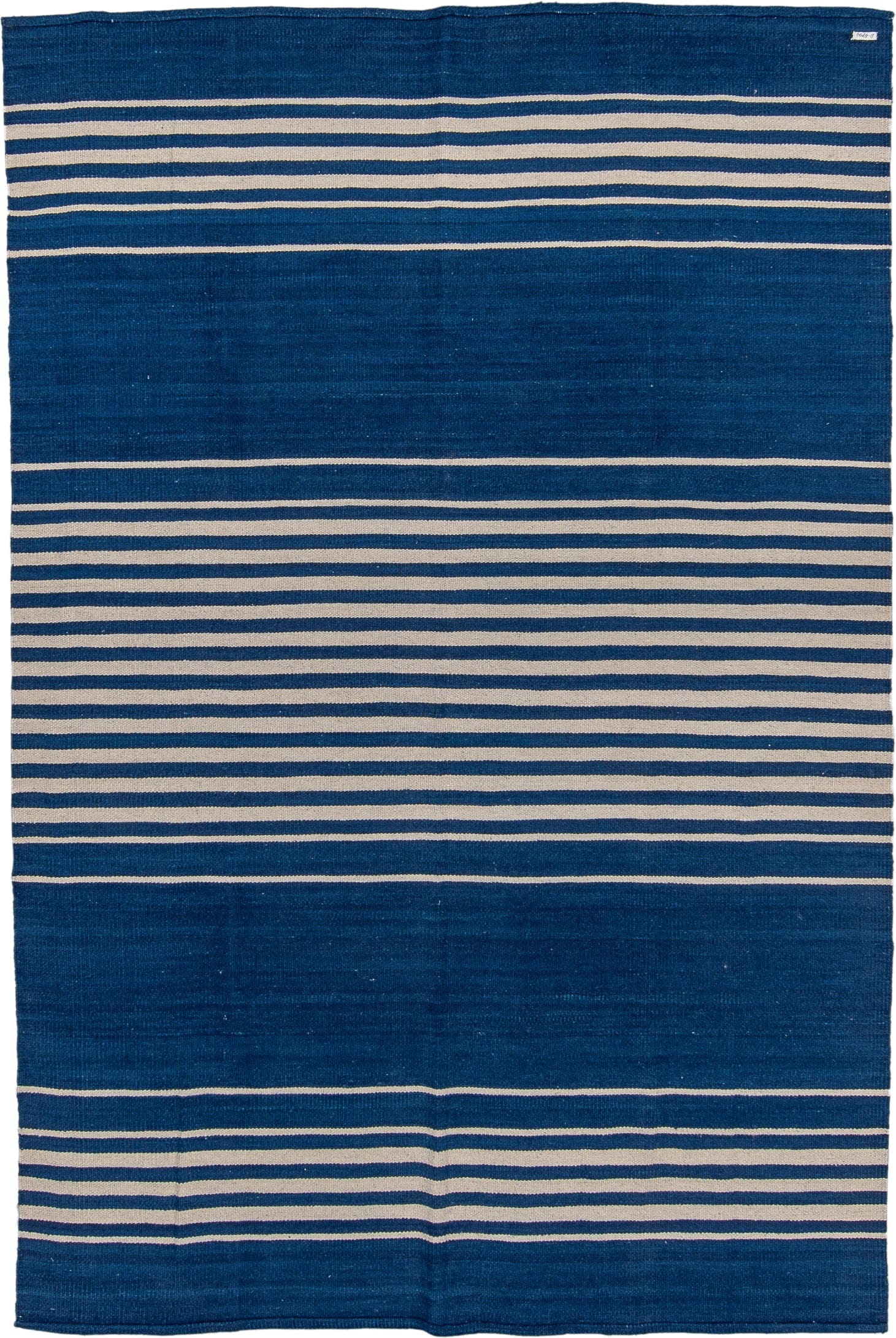 5' x 9' one-of-a-kind handmade vintage Kilim medium size rug. Color palette: blue, ivory