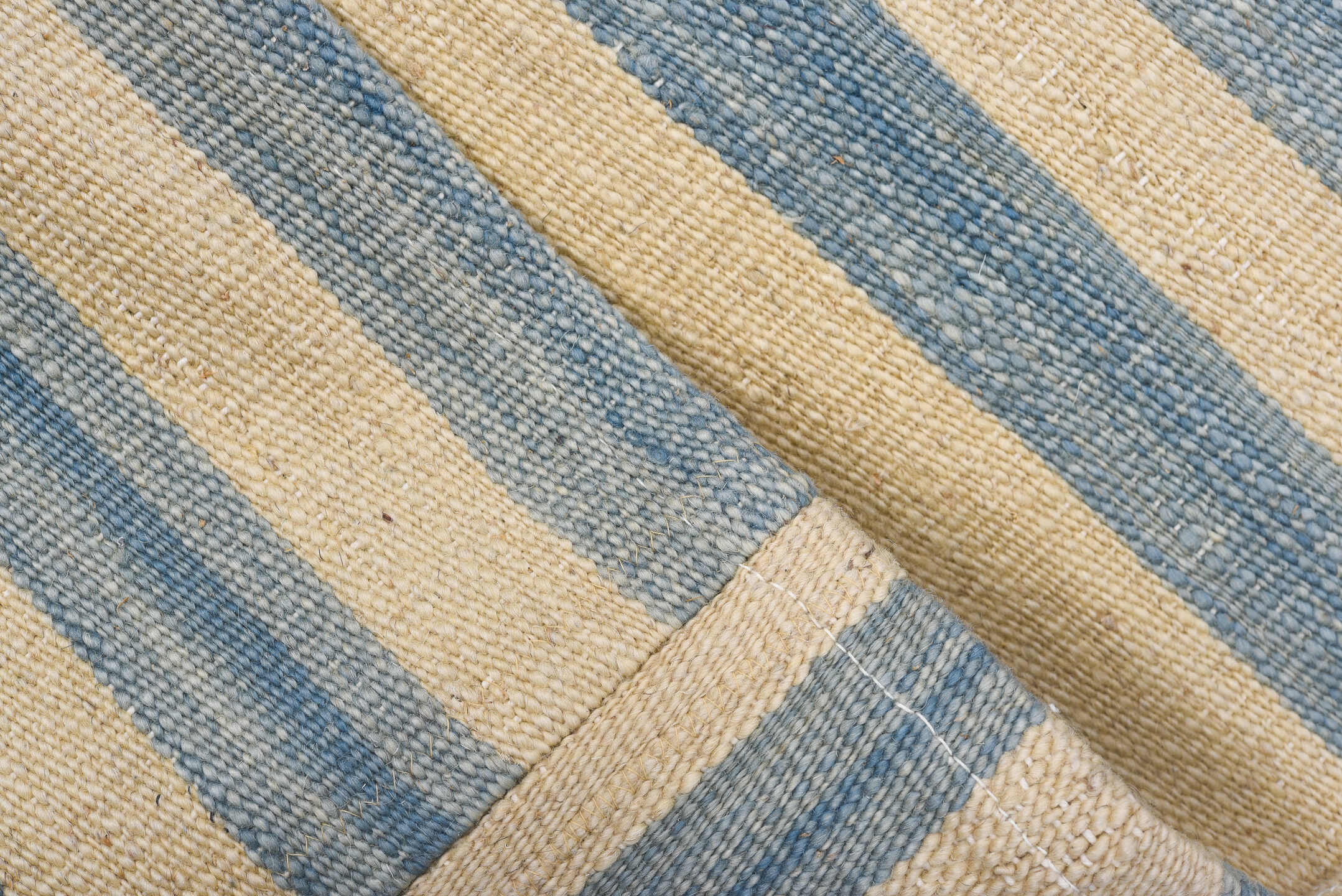 5' x 8' one-of-a-kind handmade vintage Kilim medium size rug. Color palette: ivory, sky blue, pale blue, light blue