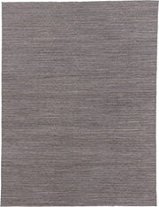 9' x 12' one-of-a-kind handmade vintage Kilim large size rug. Color palette: taupe, gray, charcoal, ivory, beige, black