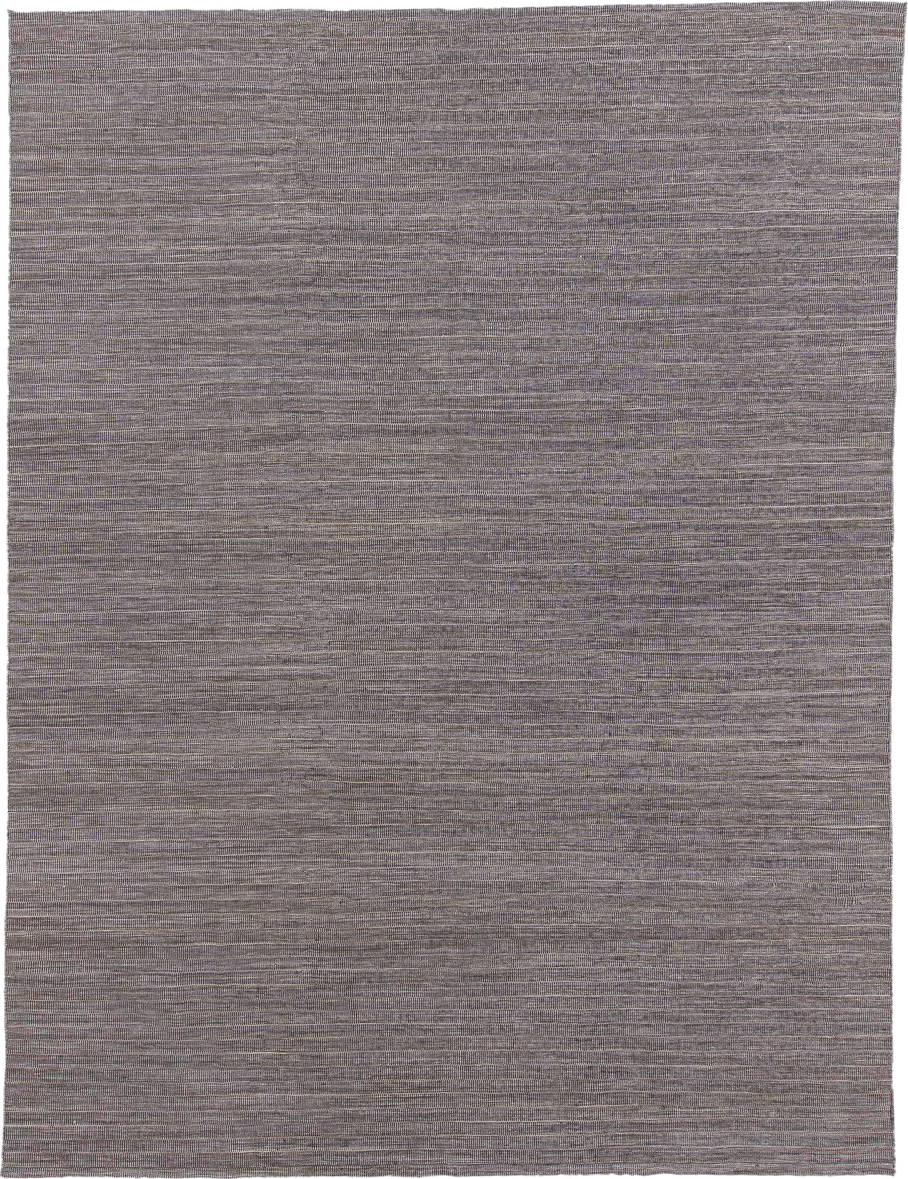 9' x 12' one-of-a-kind handmade vintage Kilim large size rug. Color palette: taupe, gray, charcoal, ivory, beige, black