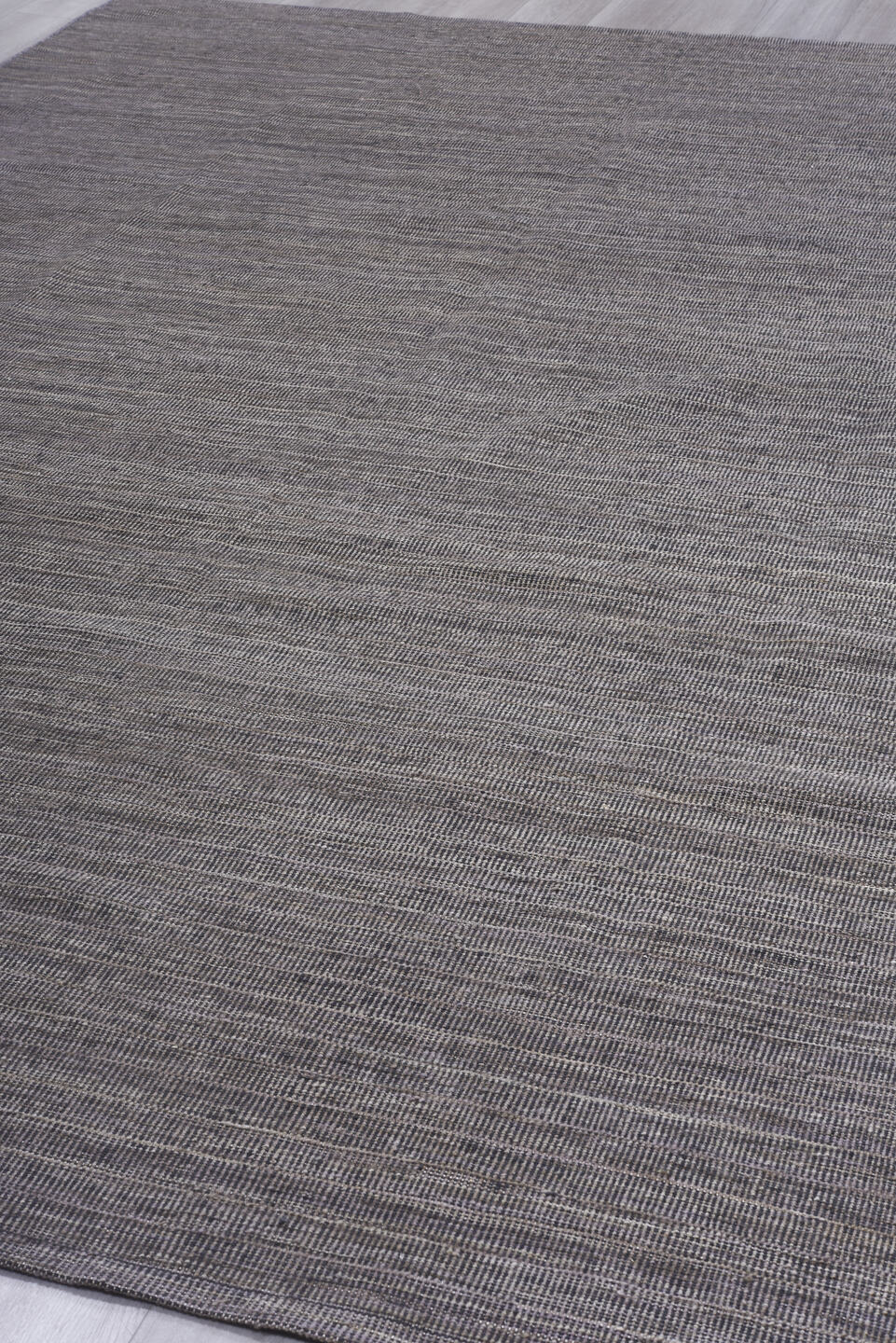 9' x 12' one-of-a-kind handmade vintage Kilim large size rug. Color palette: black, dark gray, gray, light gray, off-white